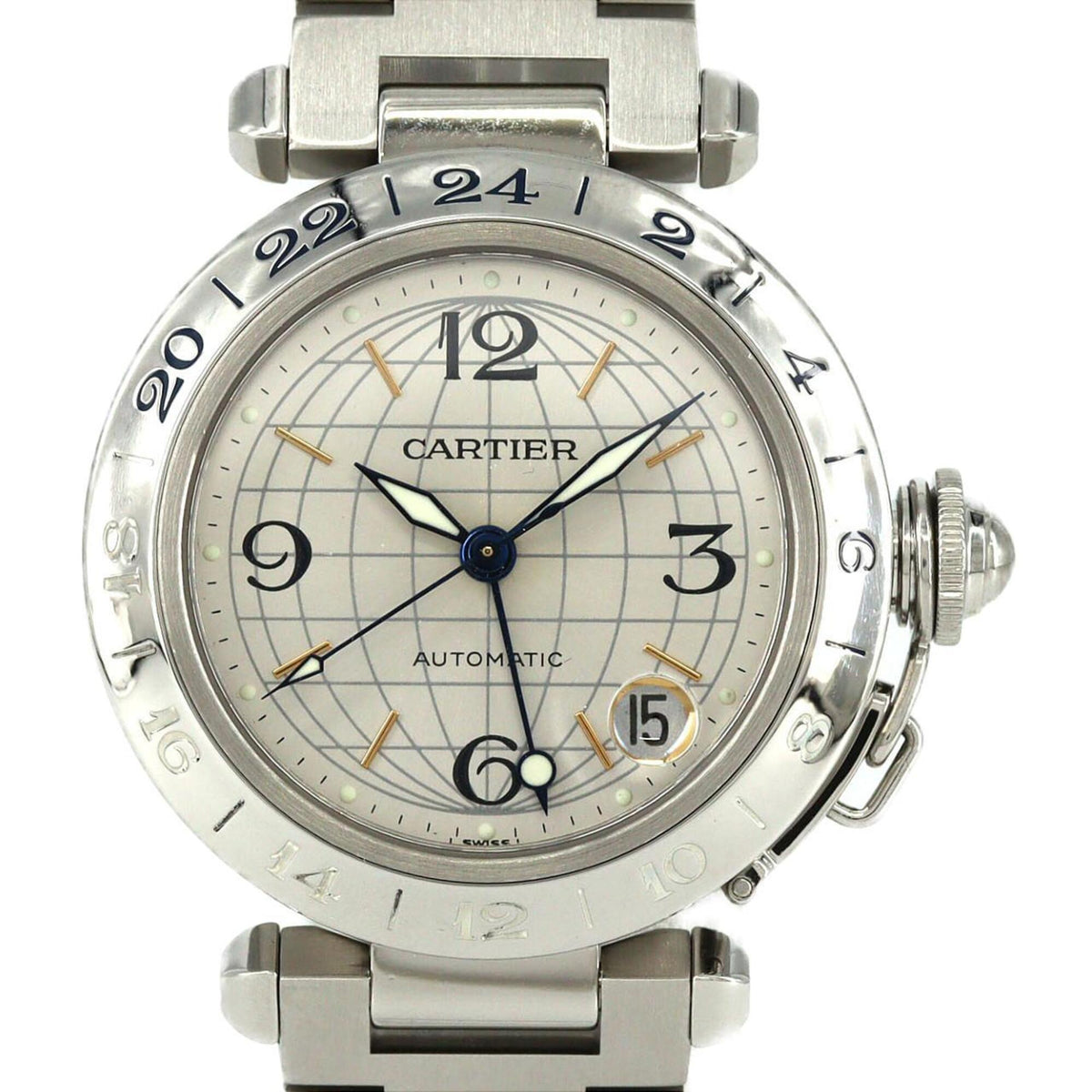 Cartier Pasha C GMT W31029M7 Stainless Steel Automatic Watch — Very Good