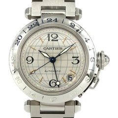 Cartier Pasha C GMT W31029M7 Stainless Steel Automatic Watch — Very Good