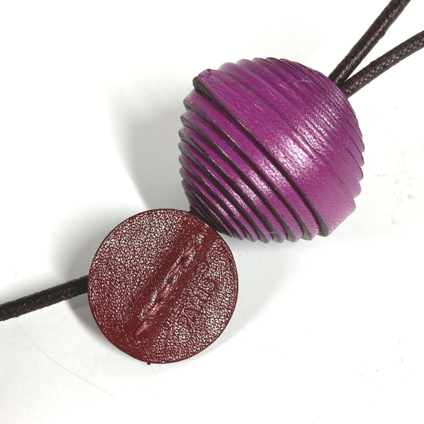 HERMES Jojoba Necklace, Accessory, Jewelry, Choker Leather, Women's, Purple