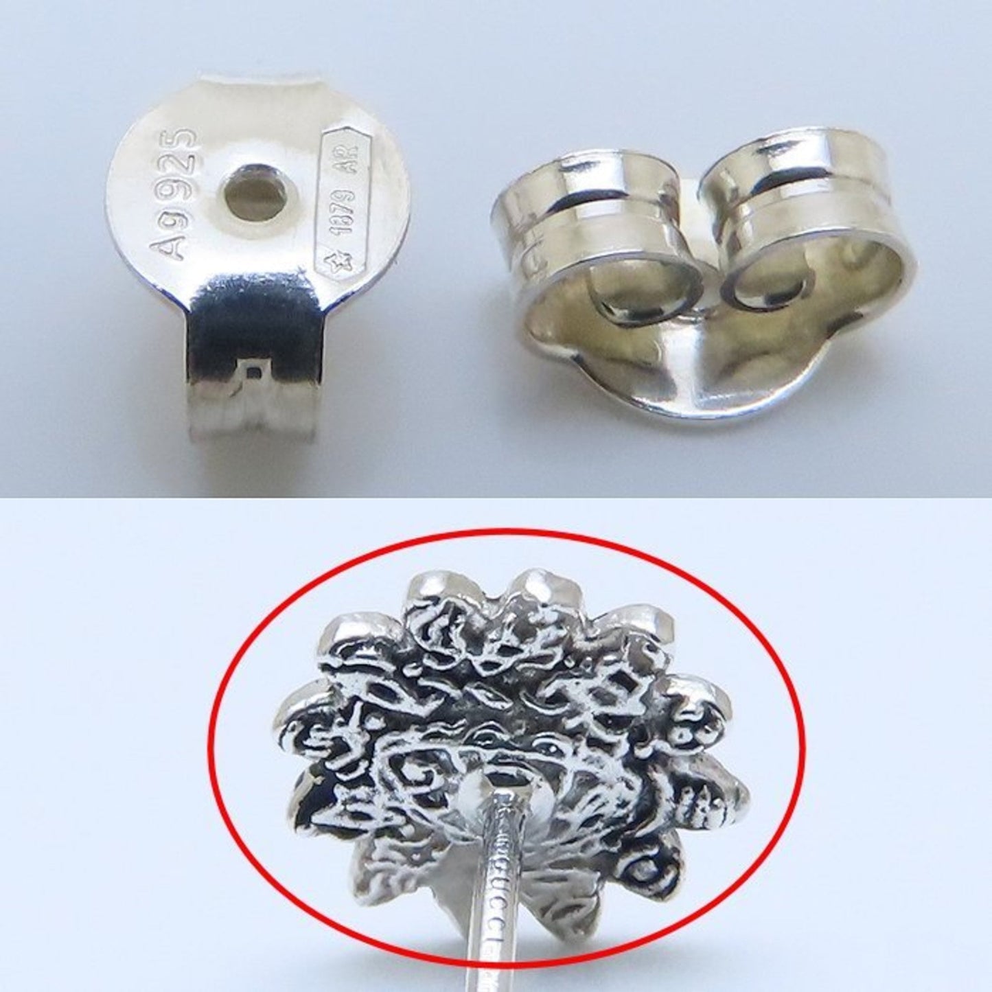 GUCCI Double G Flower Earrings in Mother of Pearl and 925 Sterling Silver, Women's, NA38341 294622