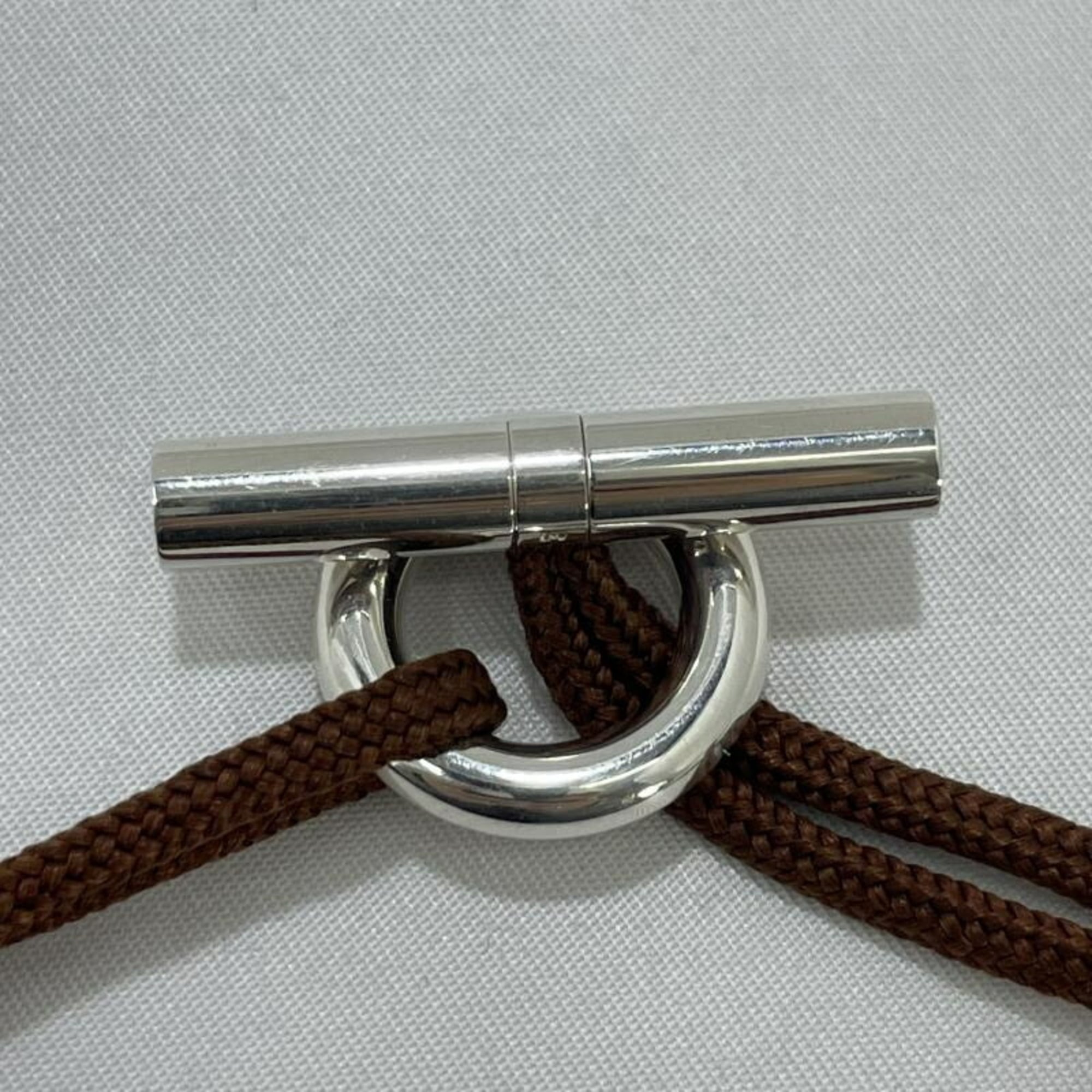 HERMES Chaine d'Ancre Skipper Choker Bracelet, Brown, Hermès Ag925 Silver