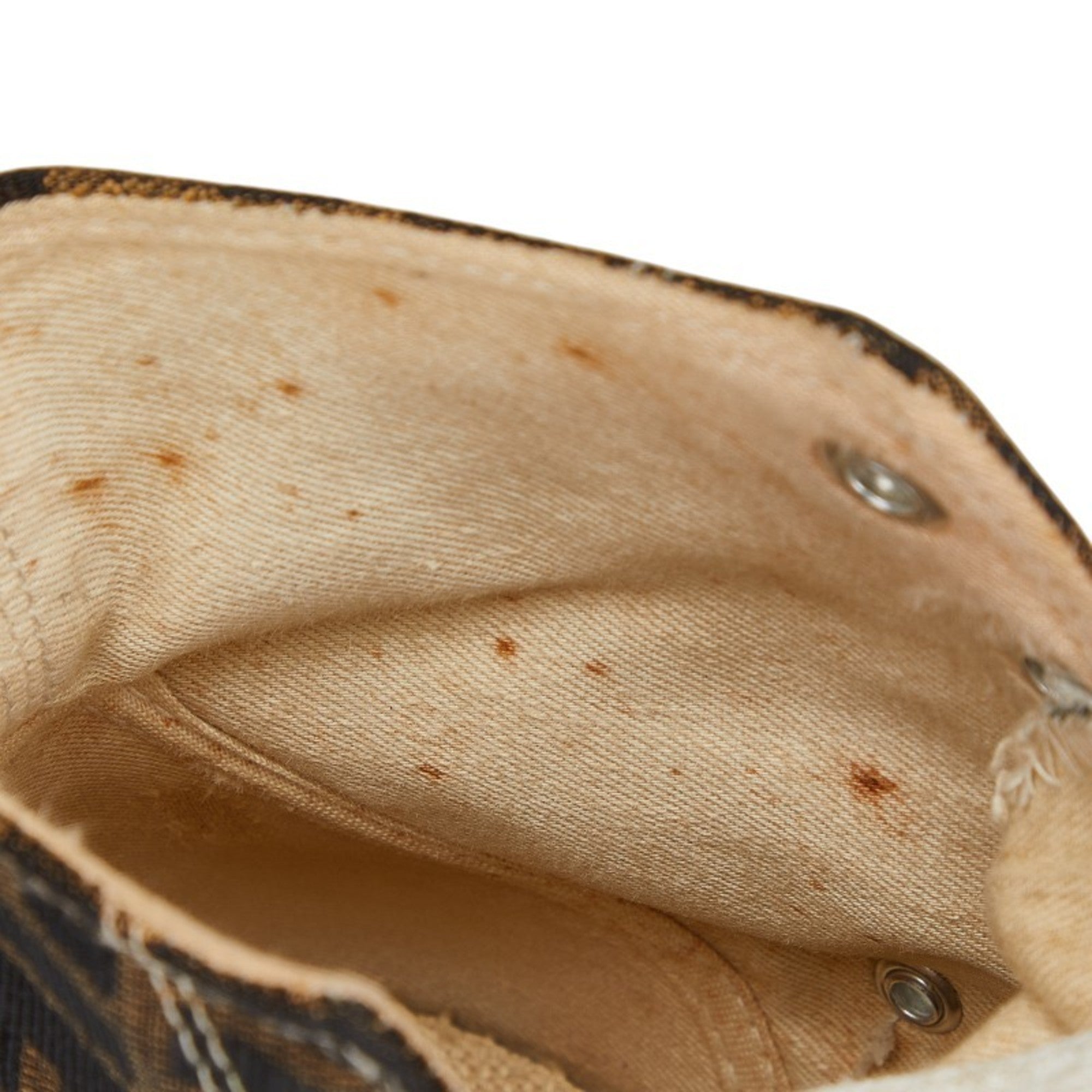 Fendi Zucca High-Top Sneakers, Size 34, Beige/Brown Canvas, Women's, FENDI