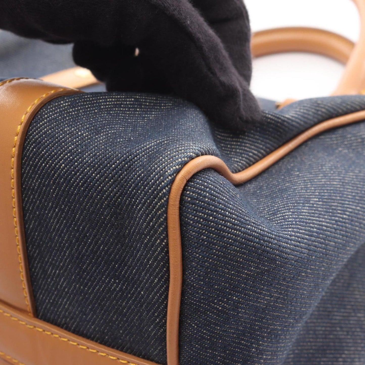 Christian Dior Dior tote bag, denim and leather, women's, navy brown