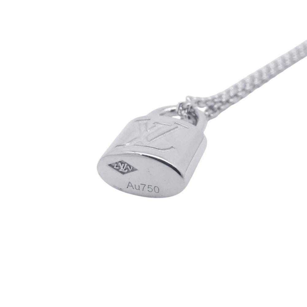 Louis Vuitton Pendant Lockit Necklace, 18K White Gold, Q93320. (LOUIS VUITTON pendant necklace) — Like New