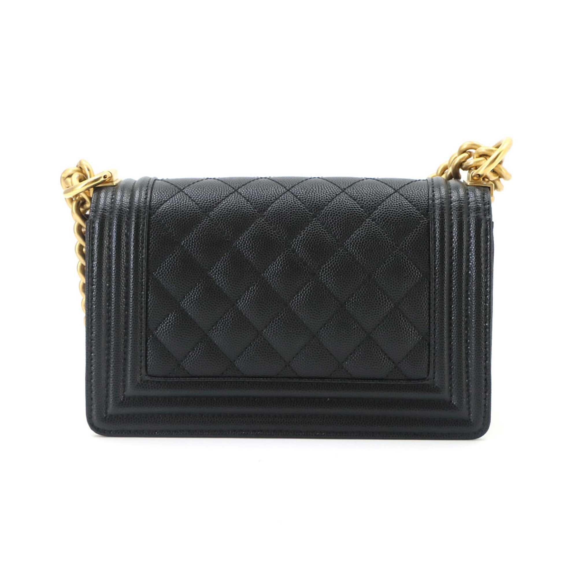 Chanel Boy Small Chain Shoulder Handbag, Caviar Leather, Black, A67085, Gold Hardware — New - Store Return