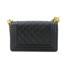 Chanel Boy Small Chain Shoulder Handbag, Caviar Leather, Black, A67085, Gold Hardware — New - Store Return