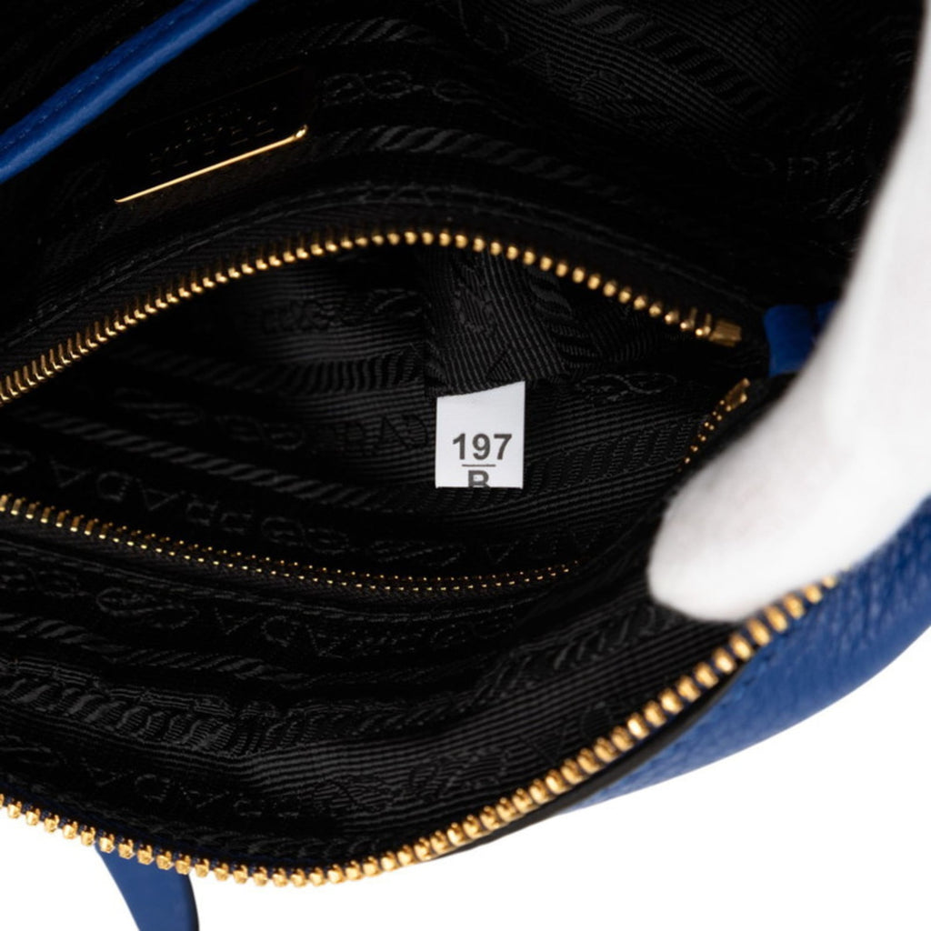 Prada Vitello Phoenix Camera Bag Shoulder Pochette 1BH103 Blue Gold Royal Calfskin Women's PRADA