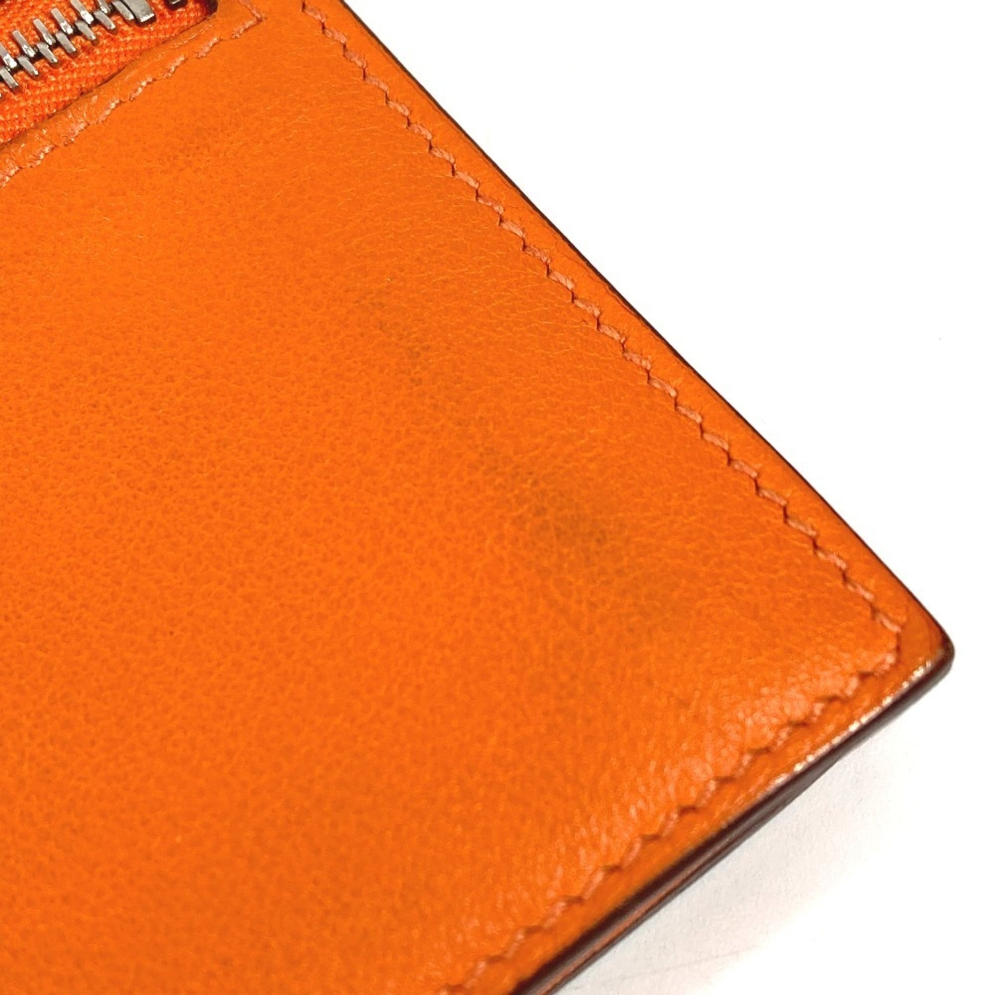 HERMES Zip Zap Compact Wallet, Bifold Swift, Men's and Women's, Orange