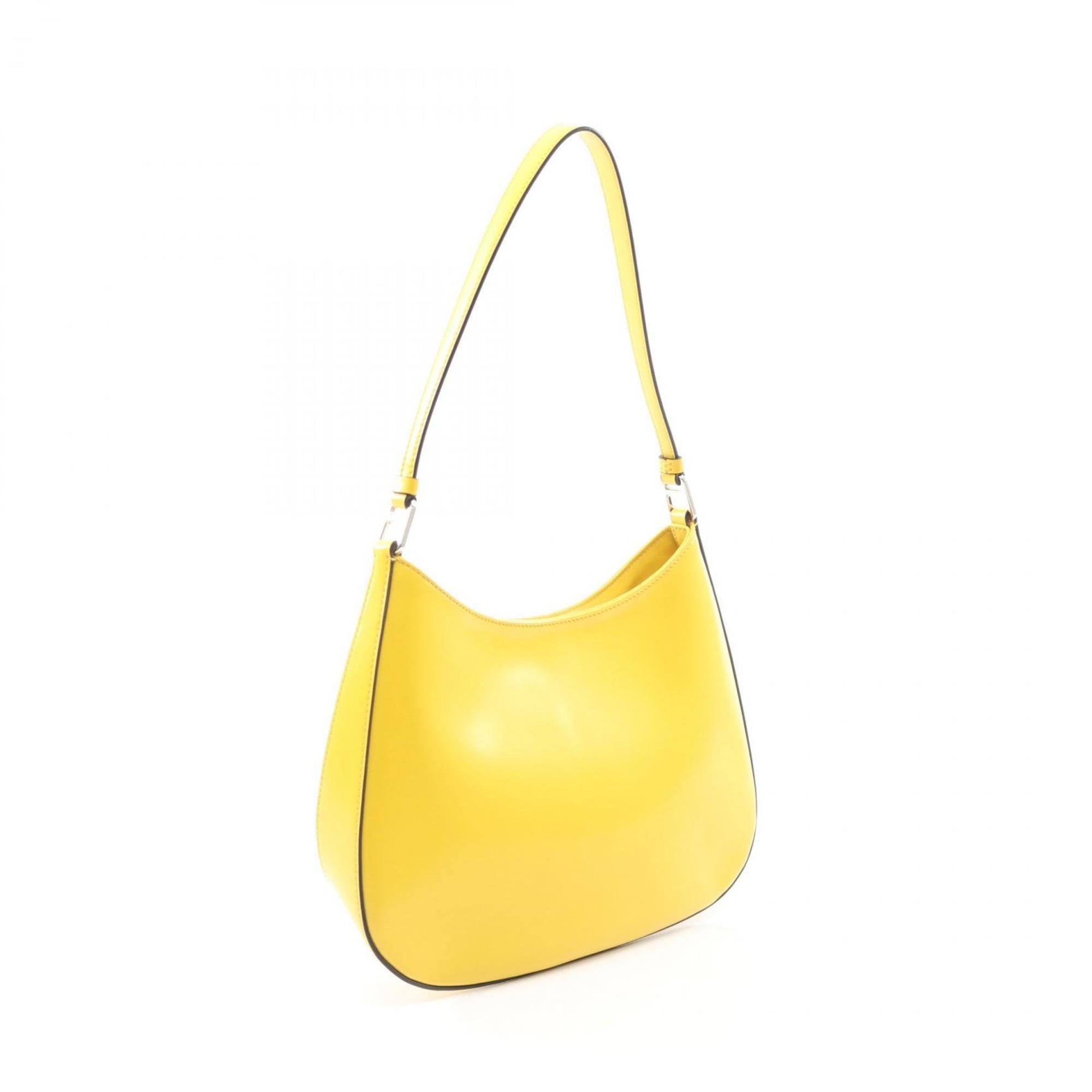 Prada Cleo Shoulder Bag in Brushed Leather, Yellow, Women's, 1BC499