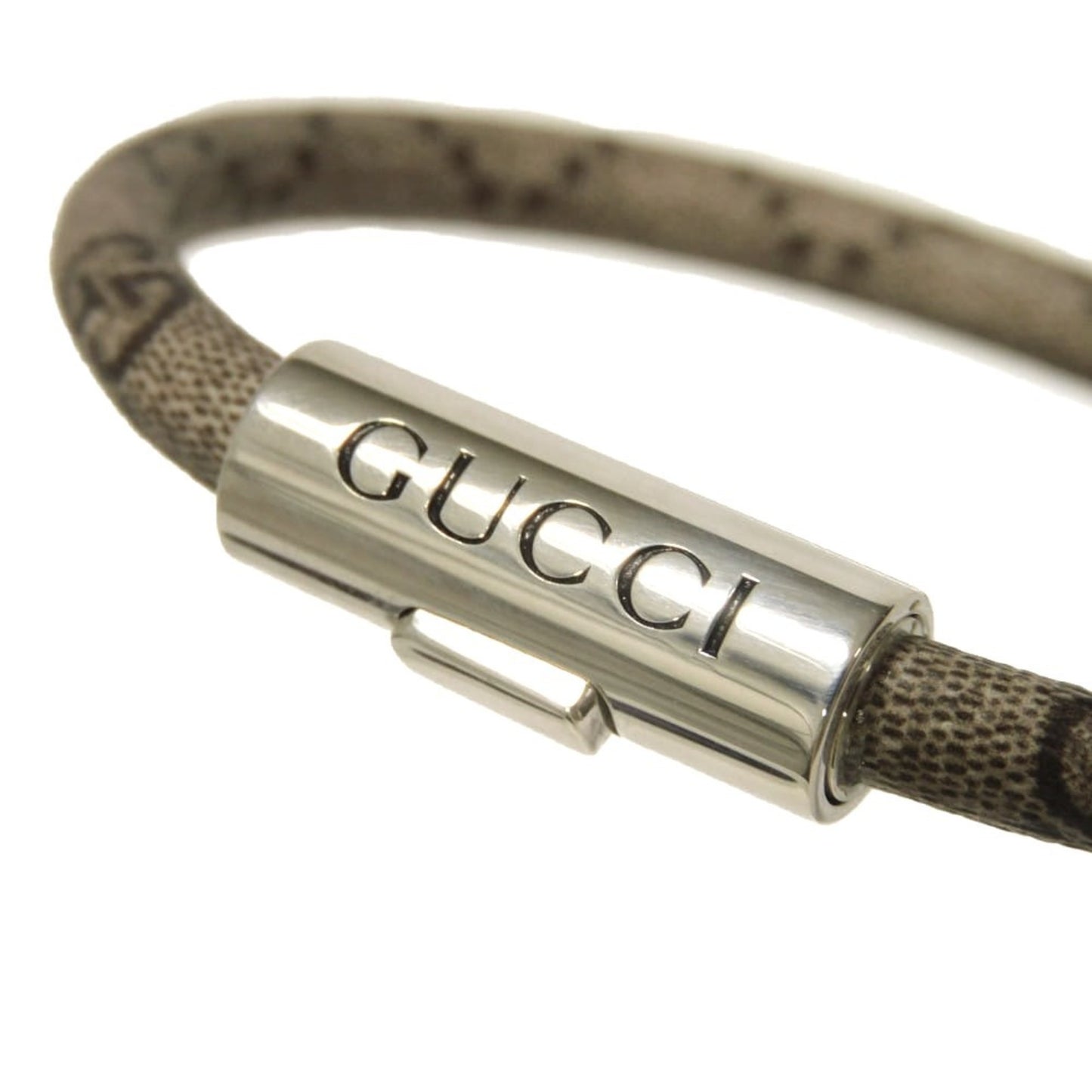 Gucci GG Supreme 17 Double G Ebony Bracelet with Ag925 Sterling Silver Beige 797156 JAAGE 8163 for Men and Women