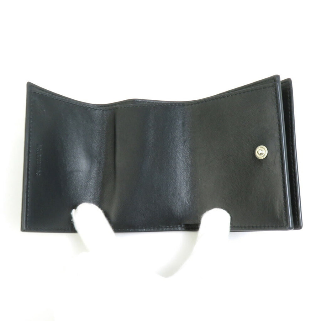 BALENCIAGA Tri-fold Wallet Leather Black Men's Women's 55908g