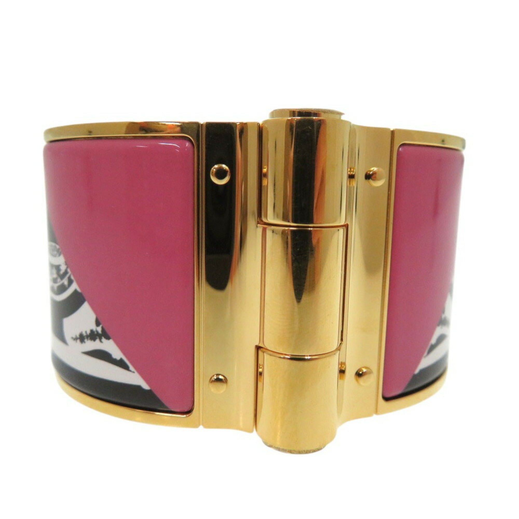 Unused Hermes GM enamel bangle bracelet Charnier gold 1874HERMES — New - Store Return