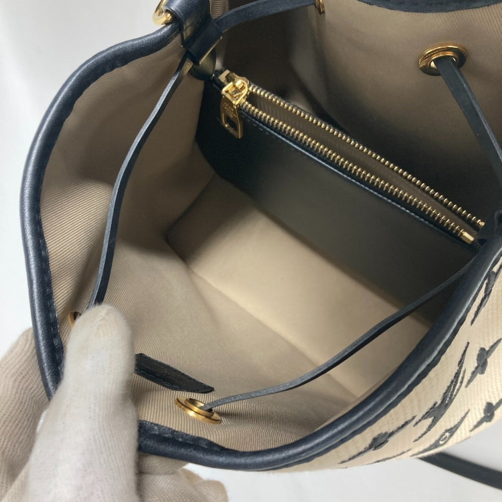 LOUIS VUITTON M23080 Monogram by the Pool NeoNoe MM Shoulder Bag Crossbody Drawstring Cotton Leather Women's Noir Black — Like New