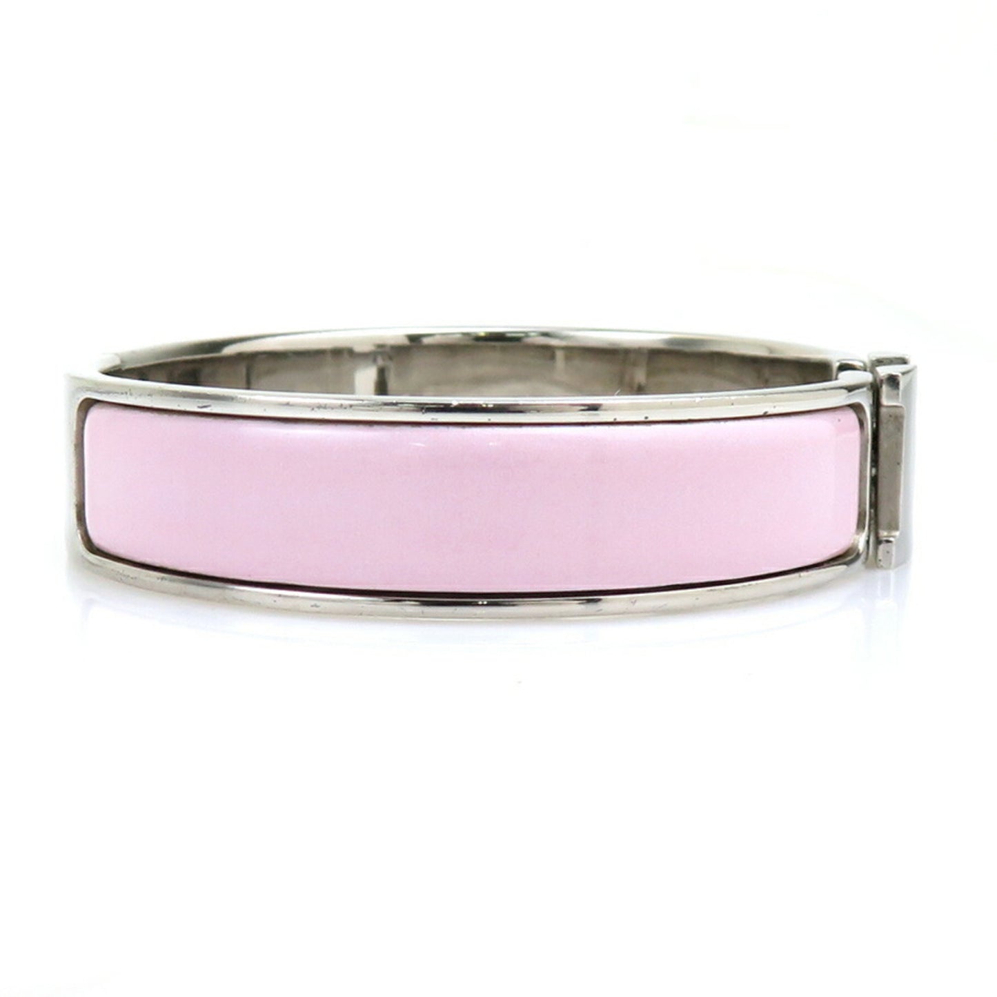 Hermes HERMES Bangle Bracelet Click Clack Metal Enamel Silver Light Pink Women's e60507a
