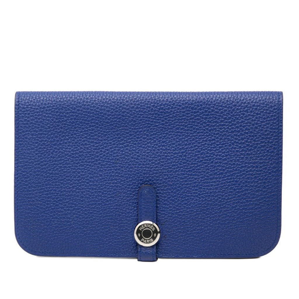 Hermès Dogon GM Long Wallet, Blue, Silver Hardware, Togo, Women's, HERMES