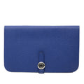 Hermès Dogon GM Long Wallet, Blue, Silver Hardware, Togo, Women's, HERMES