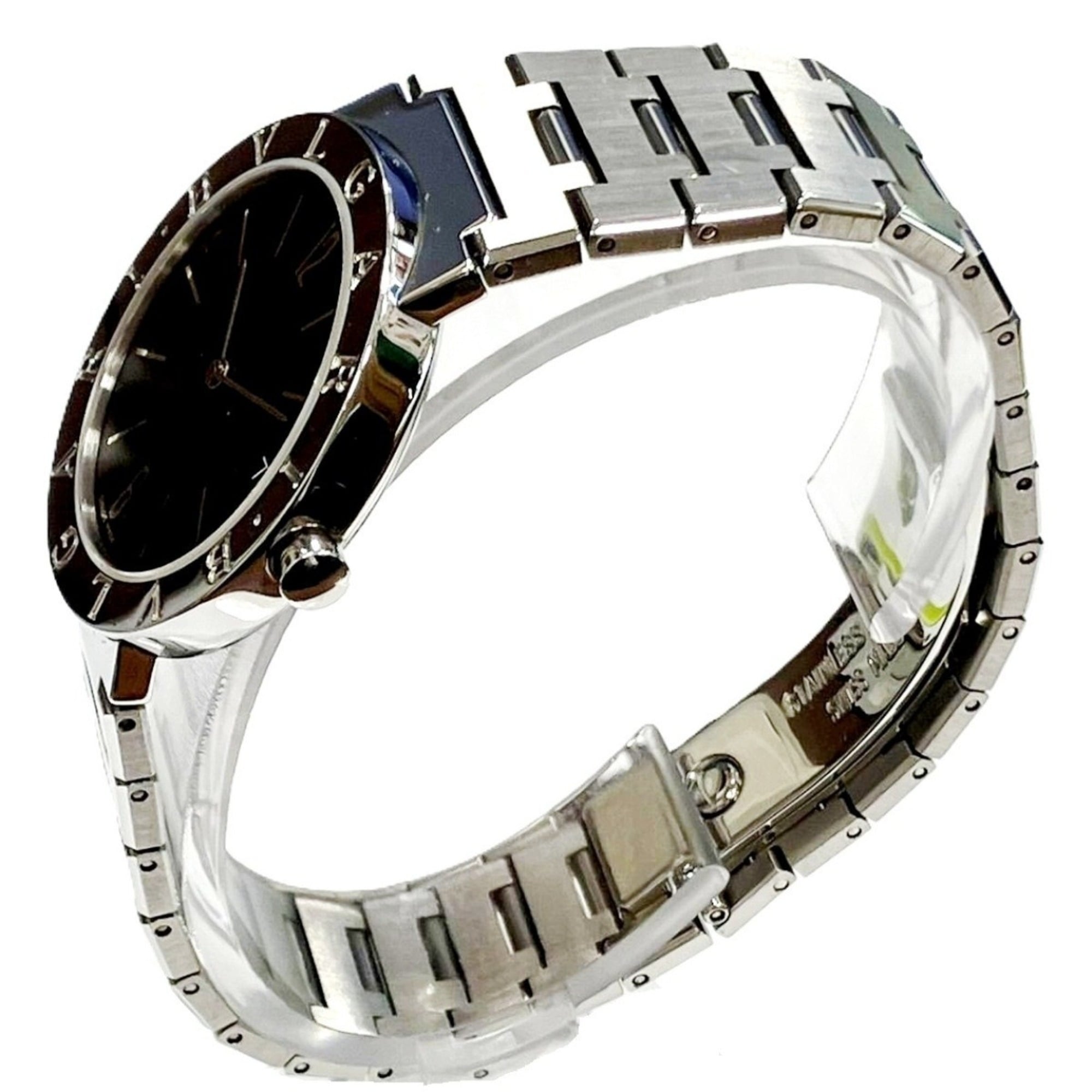 Bvlgari watch, total weight 78.8g, stainless steel, quartz movement, black dial, BB33SSD — Very Good