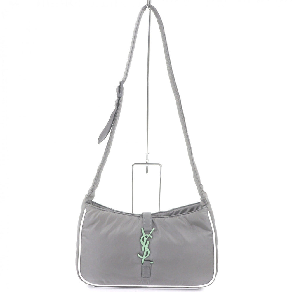Yves Saint Laurent SAINT LAURENT PARIS 733294 Nylon Cassandra Logo Hardware One-Shoulder Bag, Gray, with Dust Made in Italy, Women's — Like New