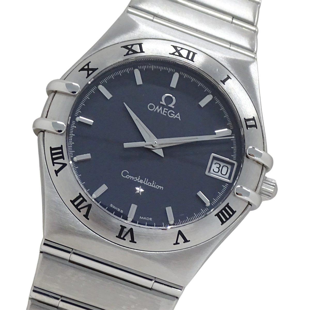 Omega Constellation 1512.40 Men's Watch, Brand Name, Date, Quartz, Stainless Steel (SS), Silver/Navy — Good