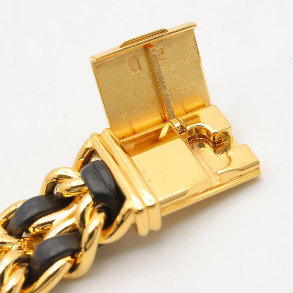 Chanel CHANEL Première M Watch, Gold Plated Leather, Women's, Black, H0001 — Very Good
