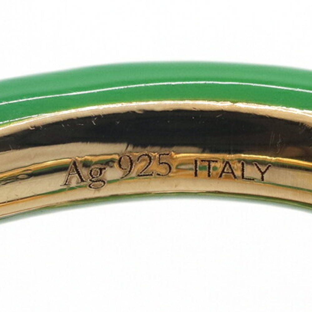 Bottega Veneta Paraquito Ring 666044, Gold, SV, Sterling Silver 925, Enamel, Green, Women's — Like New