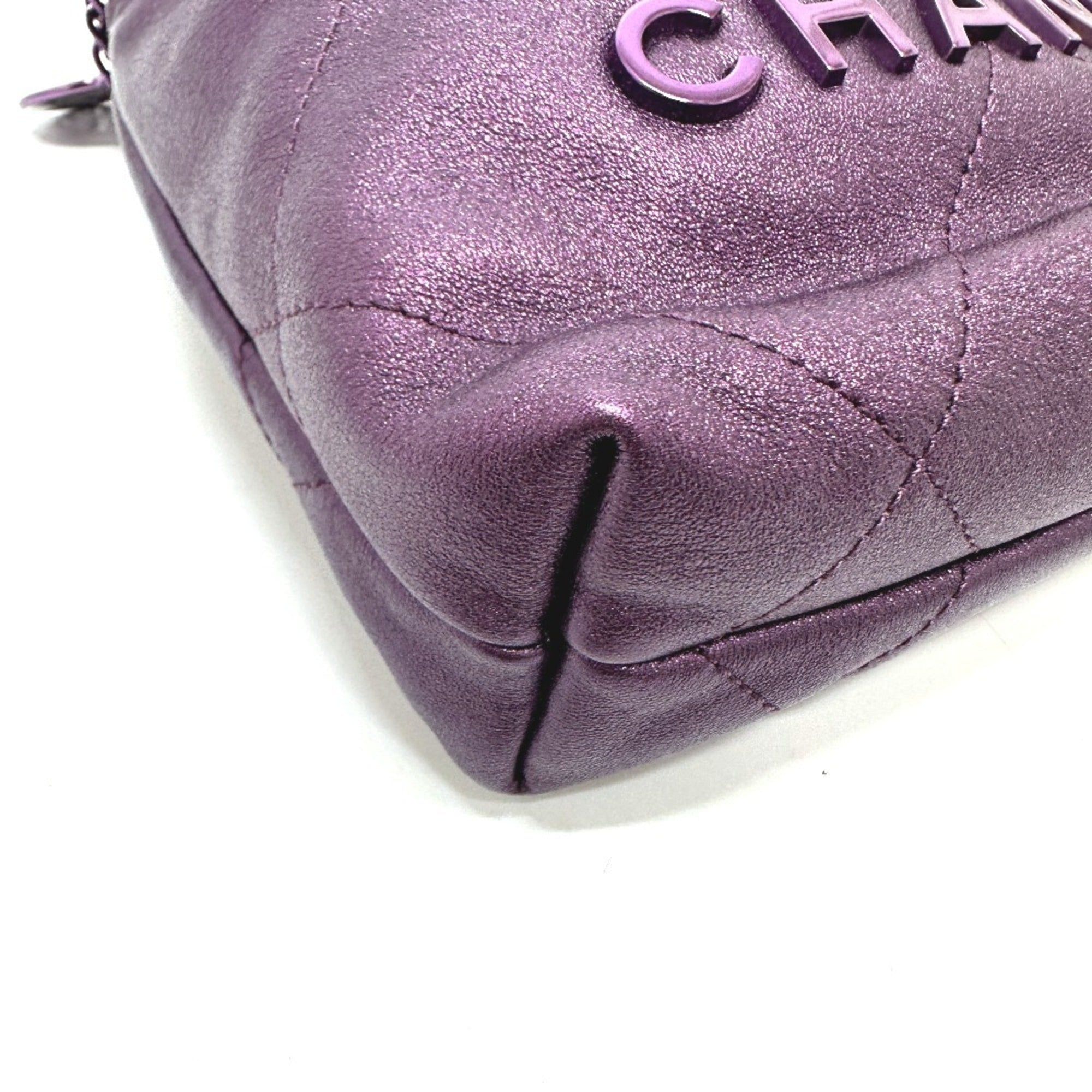 CHANEL AS3980 CHANEL22 Glitter All Purple Shoulder Bag Leather Women's — New - Store Return