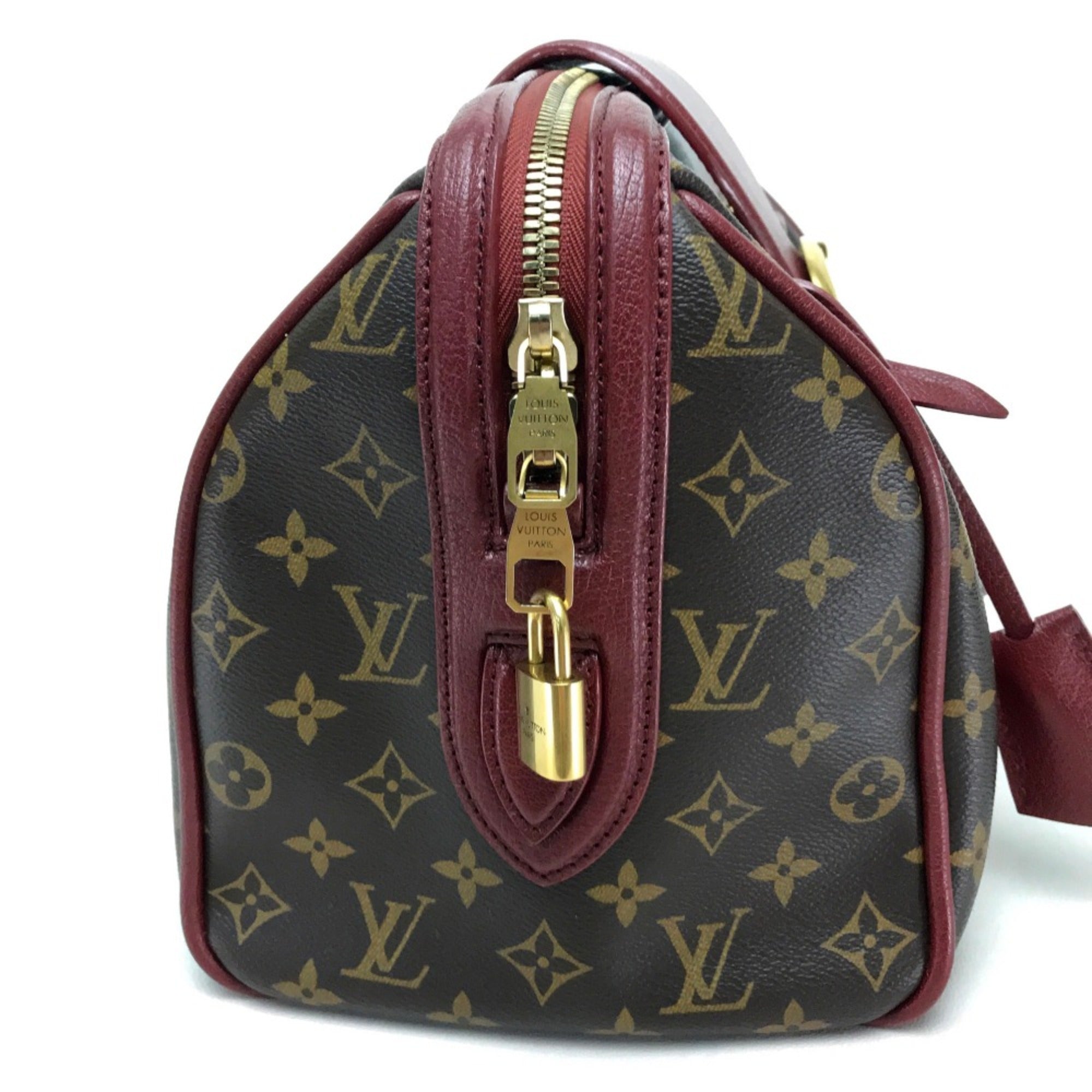 Louis Vuitton M40802 Monogram Mini Duffle Bag Hand Bag Bordeaux Dark brown Bordeaux — Like New