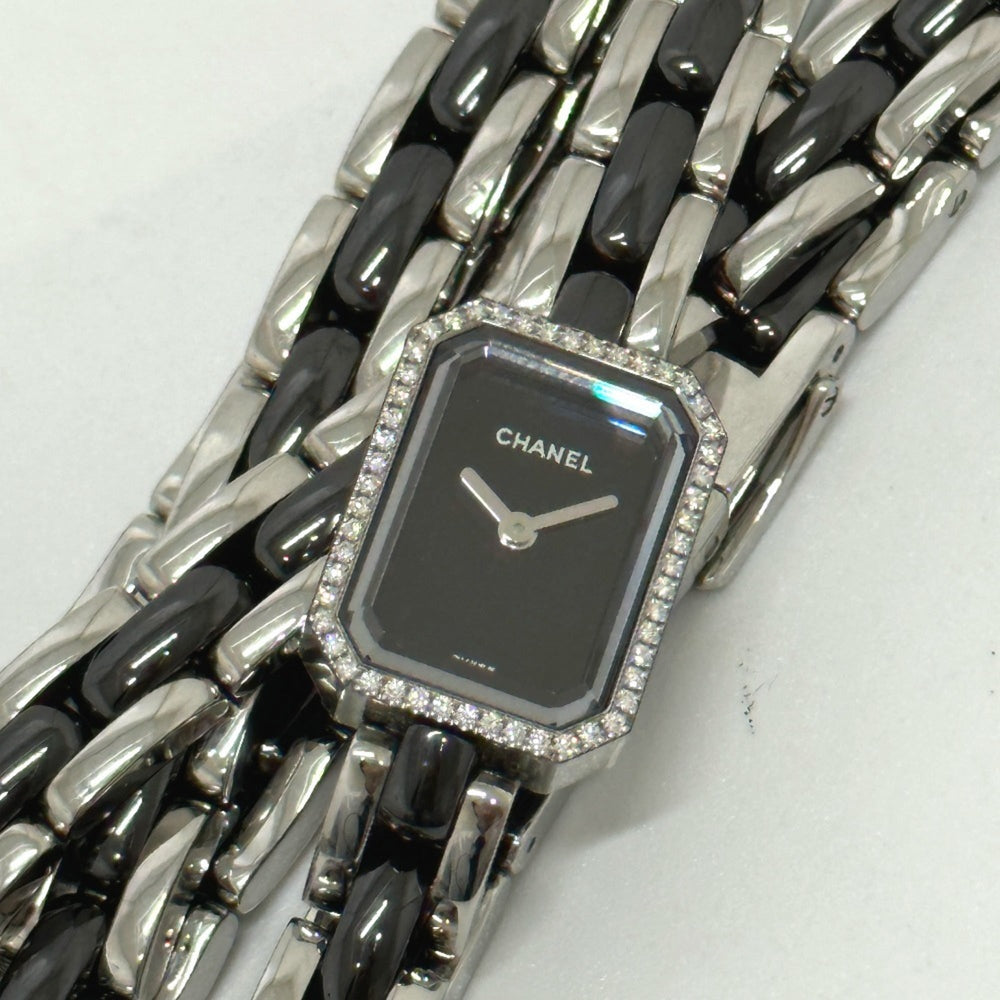 CHANEL Premiere Triple Bracelet Watch H3058 with Diamond Bezel, Stainless Steel/Ceramic, Black — Good