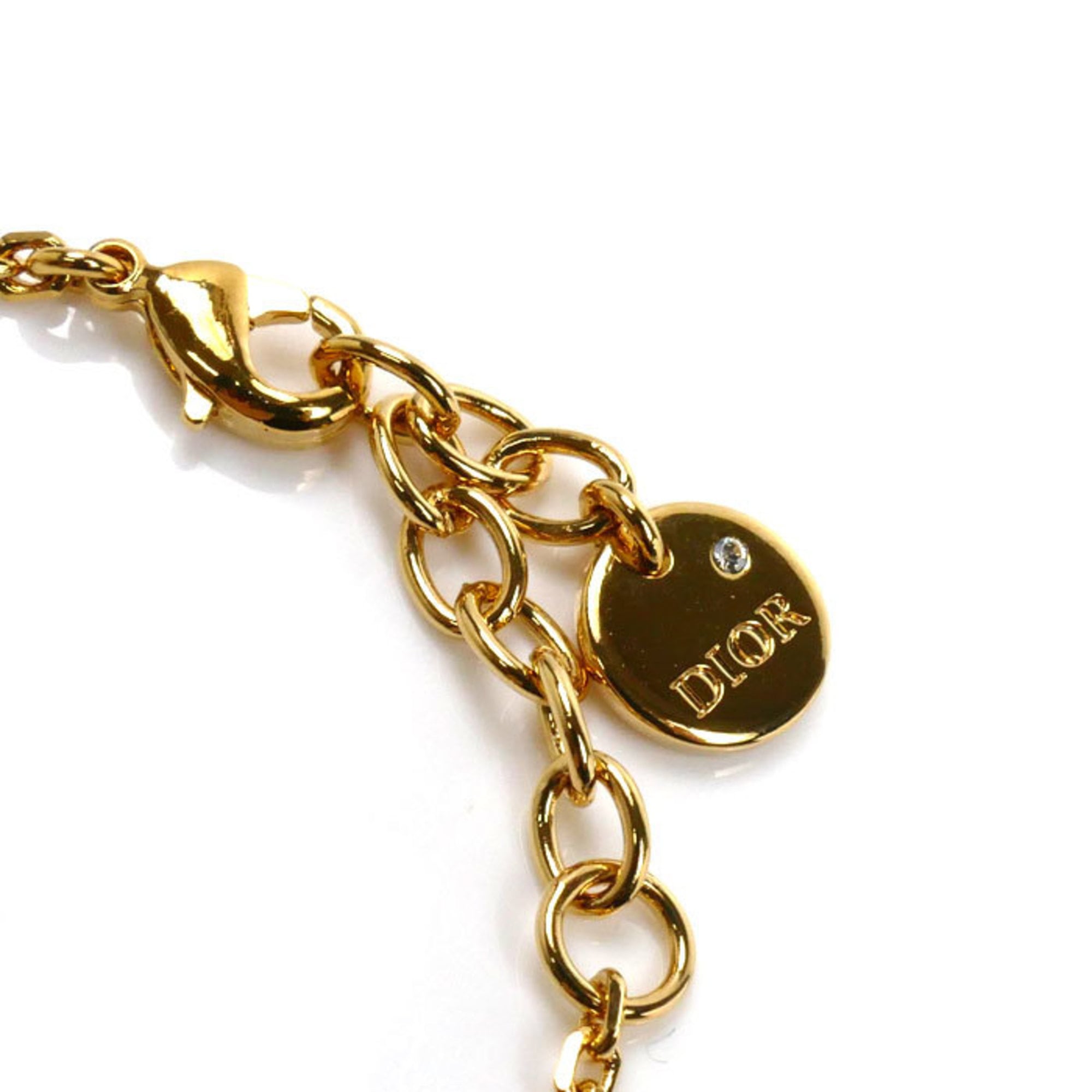 Christian Dior Petit CD Bracelet (Metal/Resin Pearl) B1310PTCRS_D301, Size 16.5-19cm, Women's, Pre-owned, Excellent Condition