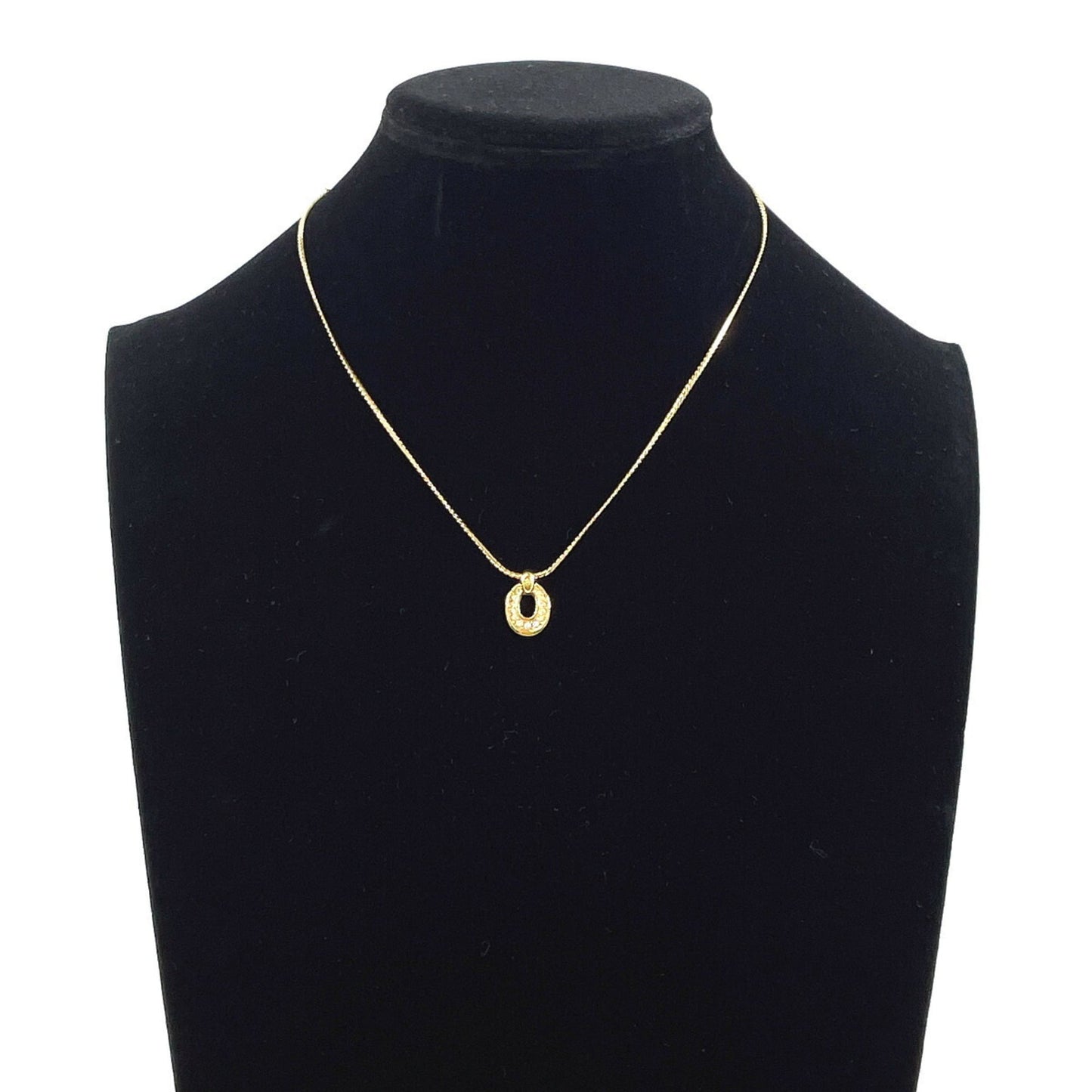 Christian Dior necklace, metal/rhinestone, gold, for women