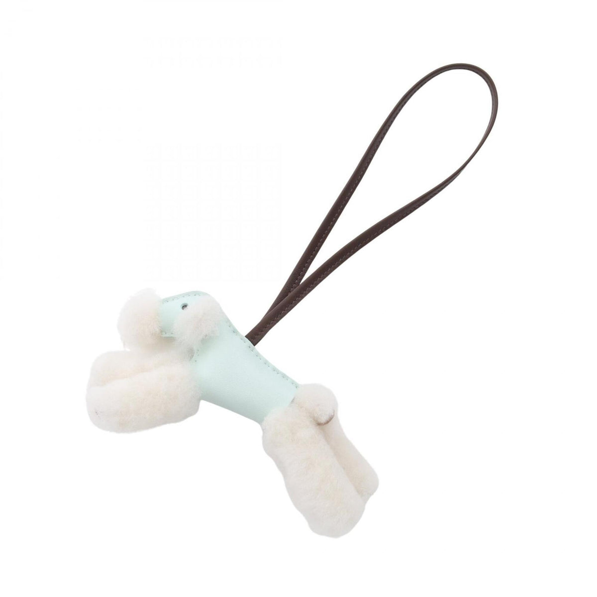 Hermes Buddy Charm Vert Peppermint Chocolate Accessory Sheepskin Leather Agneau Milo Women's Green Brown White — New - Store Return
