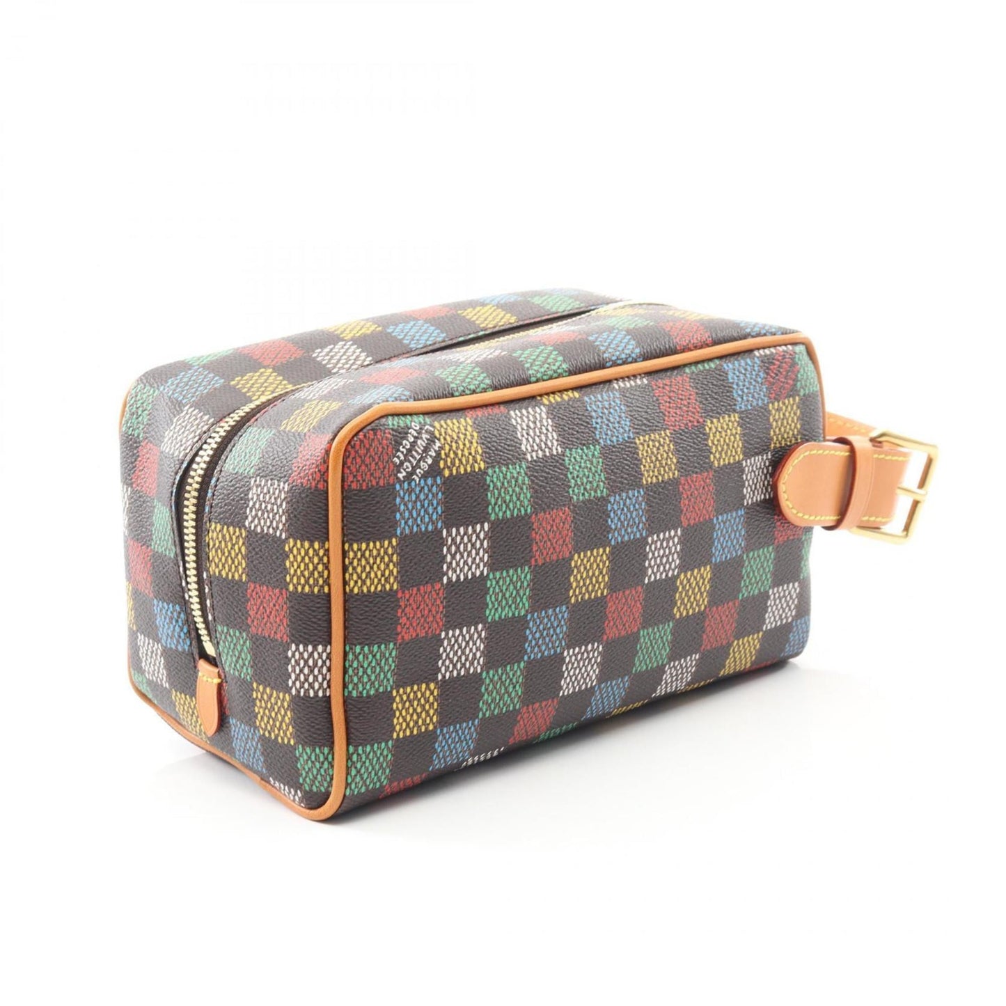 Louis Vuitton Locker Dopp Kit LV Birds Damier Second Bag/Clutch Bag, Coated Canvas and Leather, Men's, Brown Multicolor, N00151
