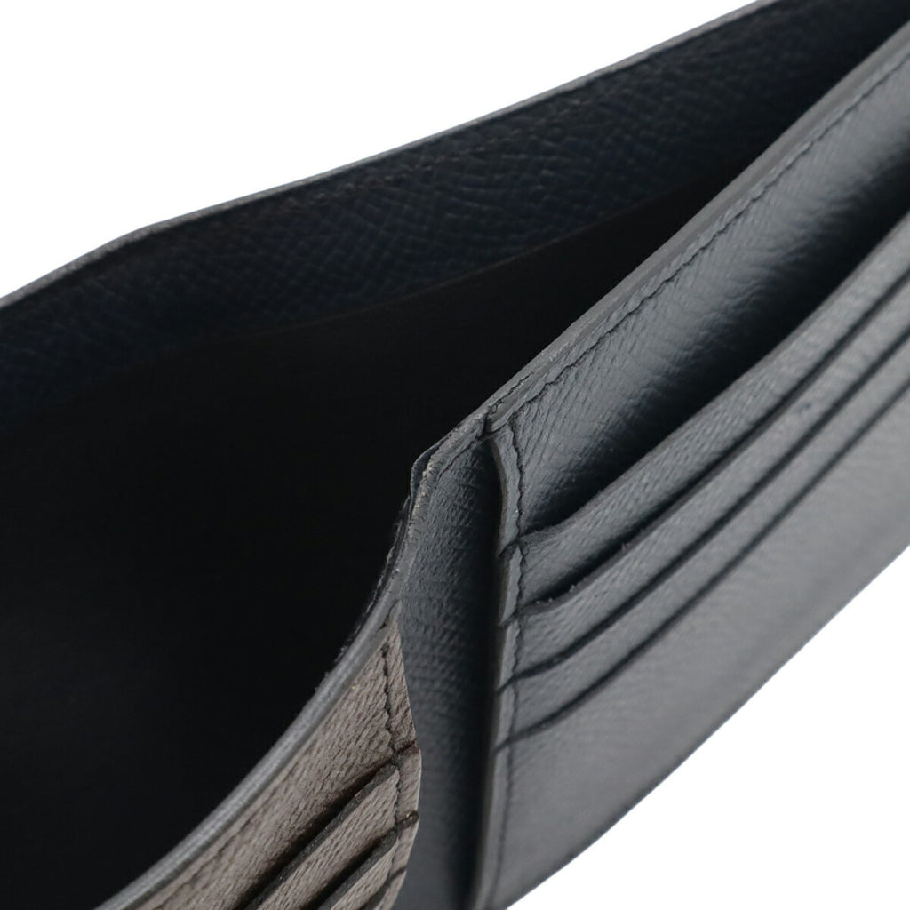 HERMES MC2 Copernicus Bi-fold Wallet in Evercolor Leather, Two-Tone Macassar Brown and Navy, D Stamp