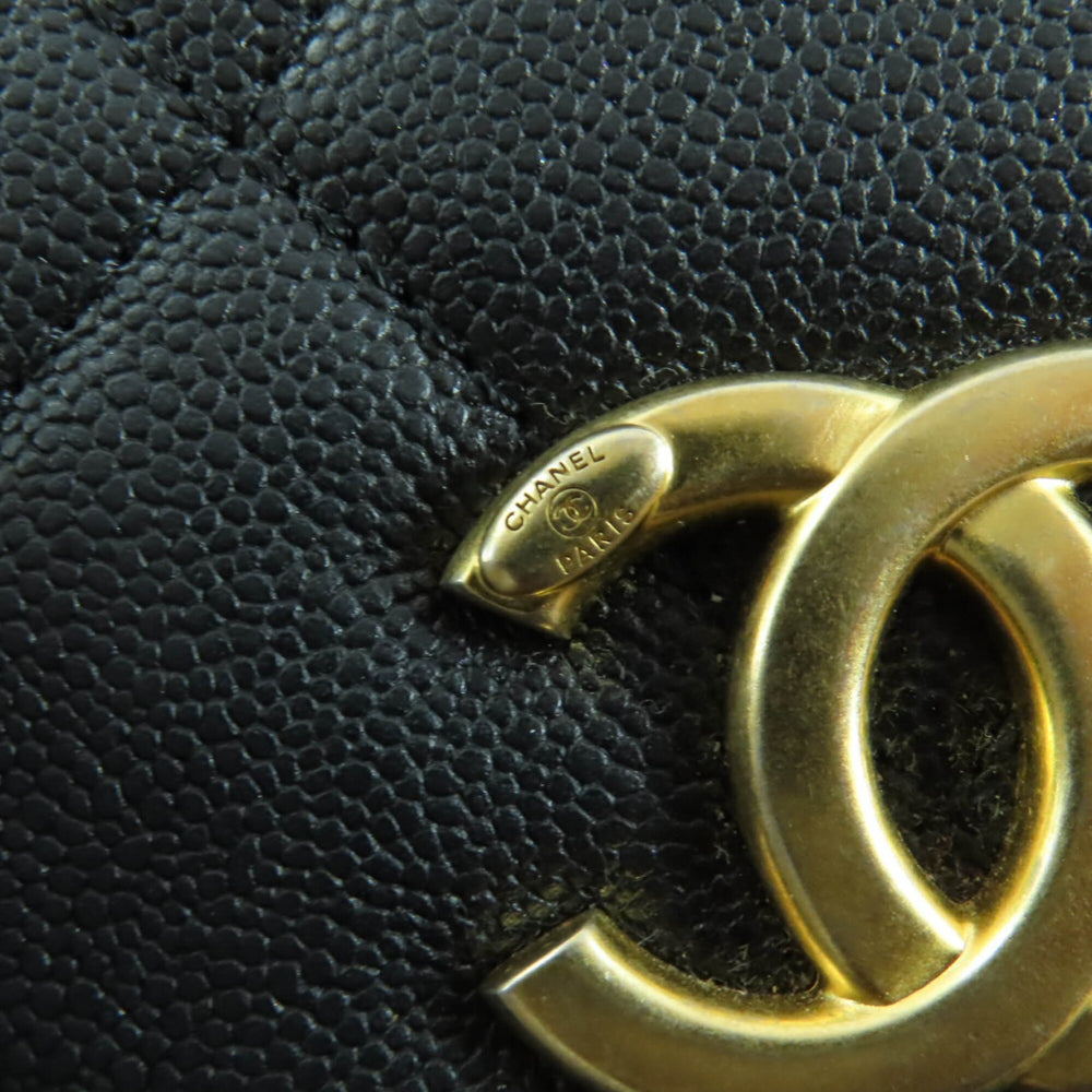 CHANEL AS3893 Caviar Skin Matelassé Coco Mark 2-Way Bowling Bag Handbag Black Gold Hardware Comes with Box and Dust Made in Italy Women's — Like New