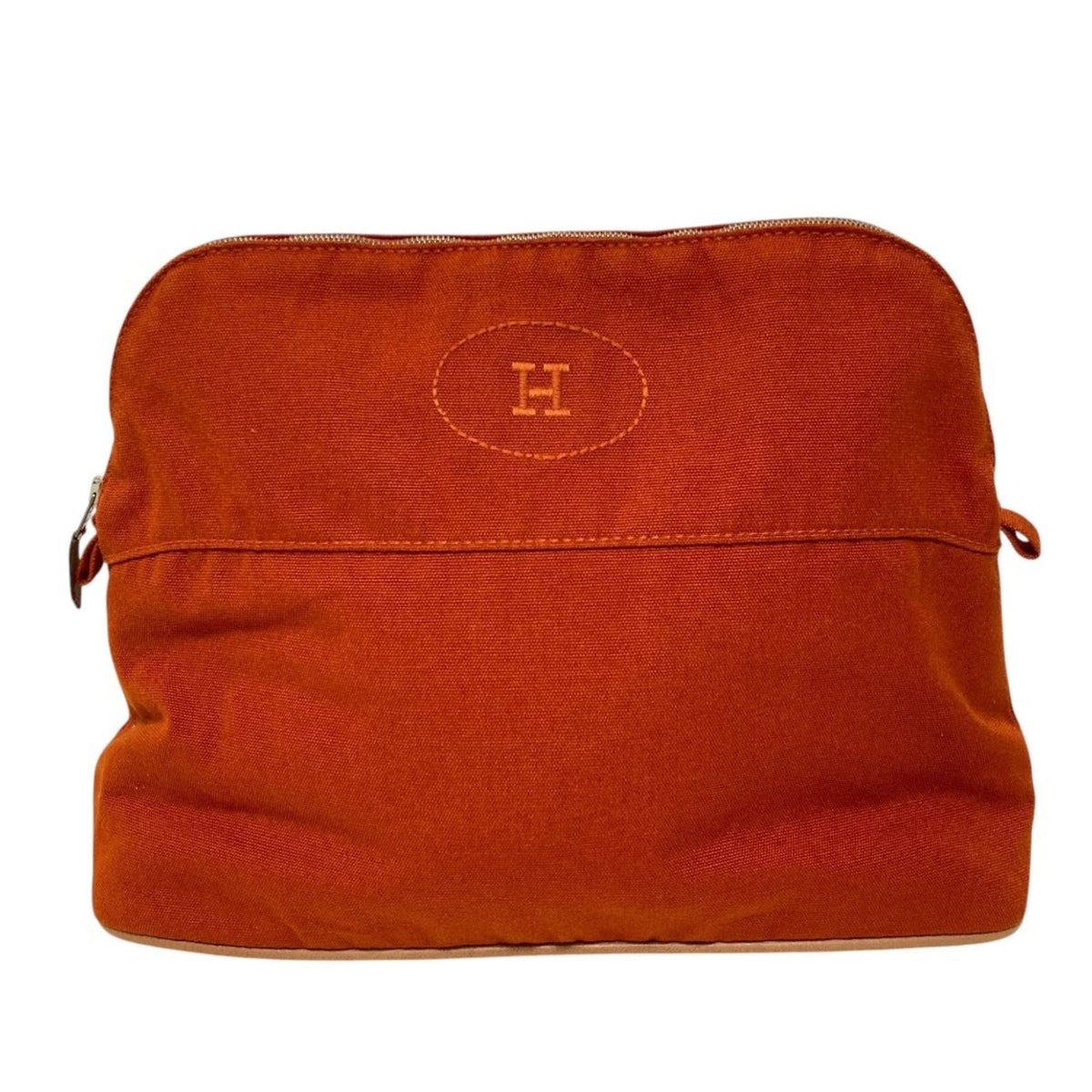 HERMES Bolide 31 Canvas Pouch, Orange, Women's — Like New