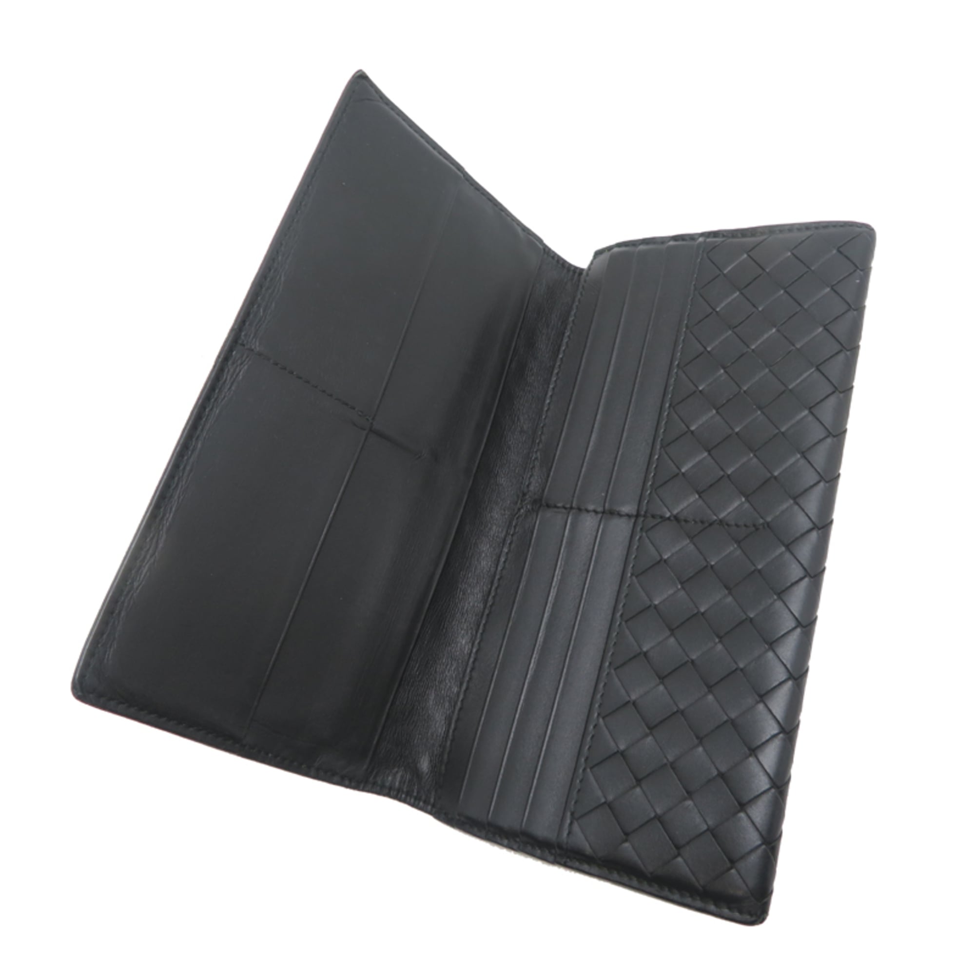 Bottega Veneta Intrecciato Bifold Men's Long Wallet 156819 Leather Black