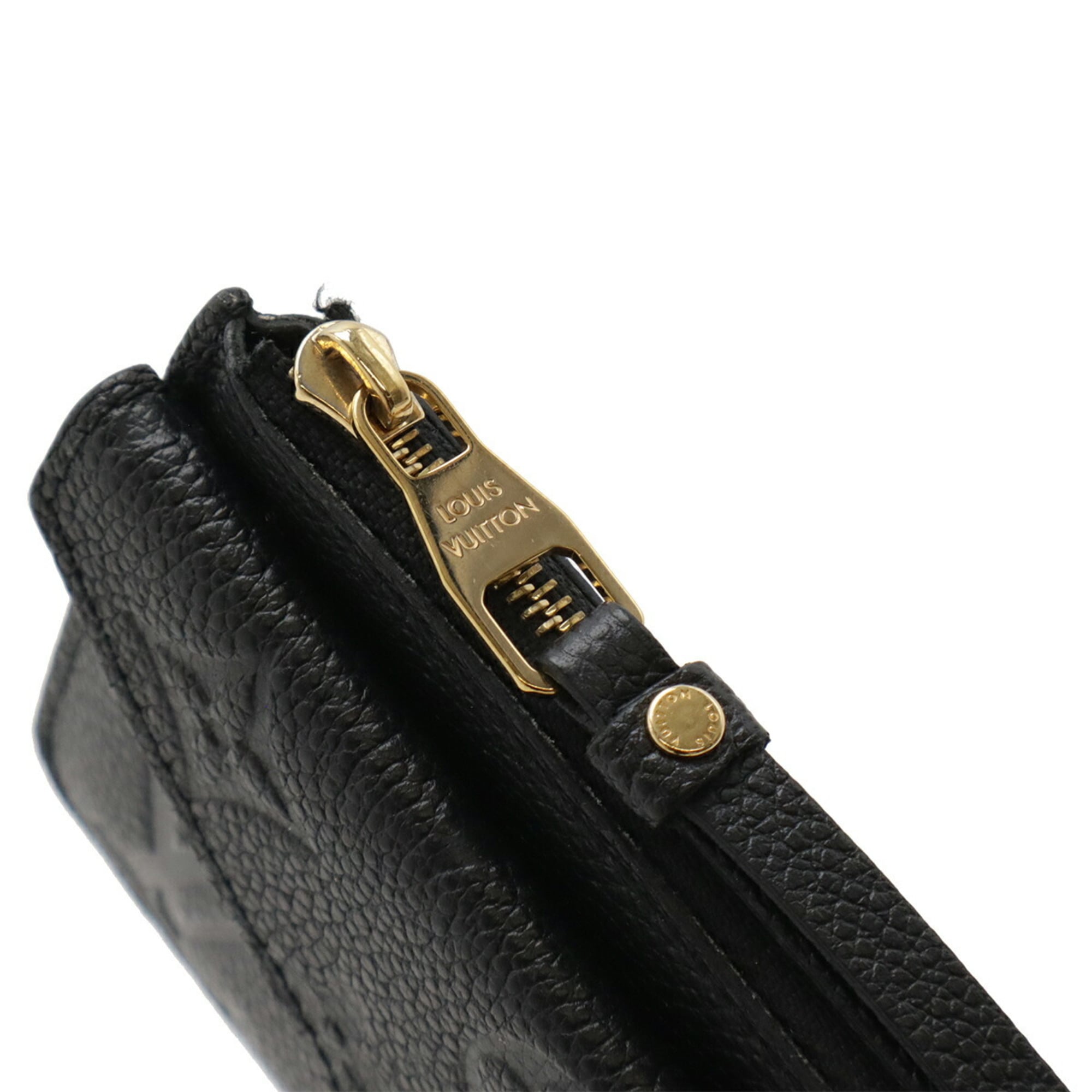 LOUIS VUITTON Monogram Empreinte Porte Carte Recto Verso Coin Case Wallet with Card Case, Noir Black, M69421