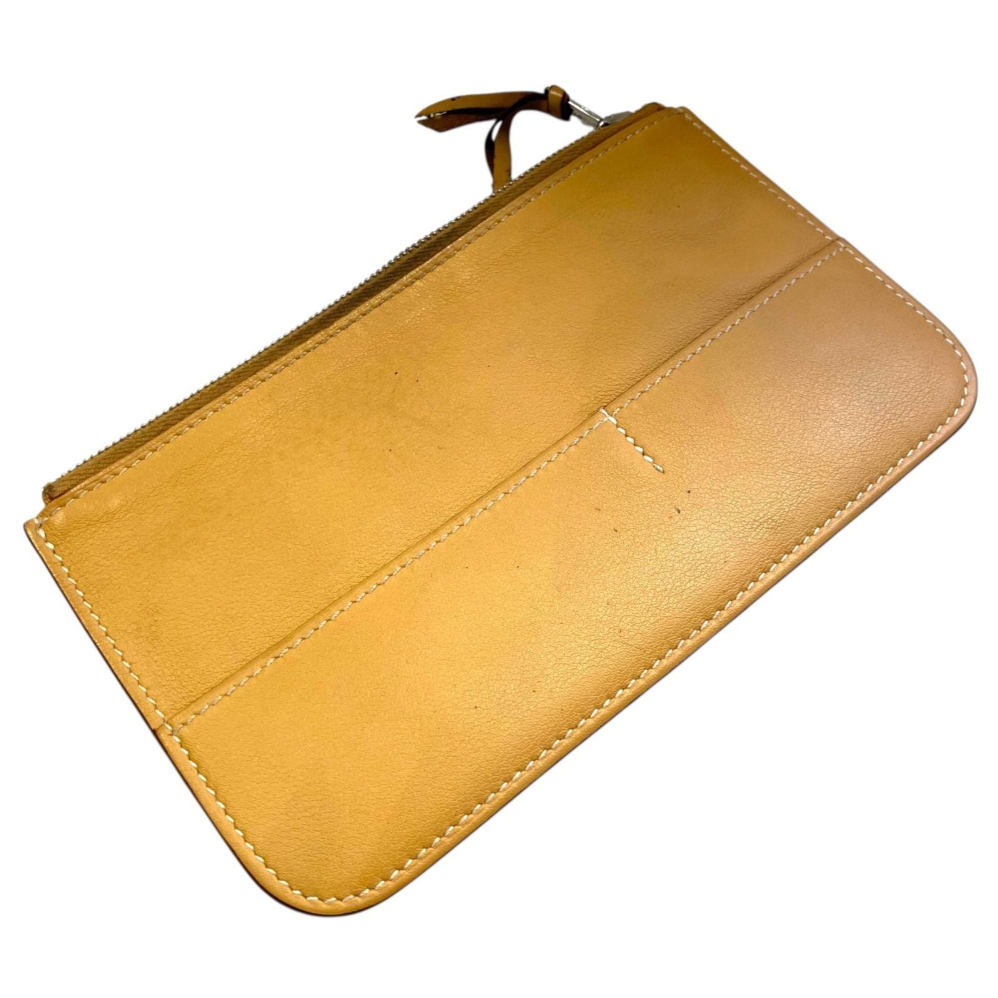 Hermes Hermès Dogon GM Togo Orange Pouch Long Wallet with T Stamp