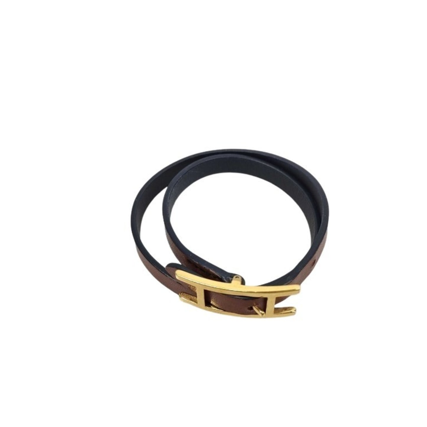 HERMES B-Api Brown Leather Double Tour Bracelet for Women
