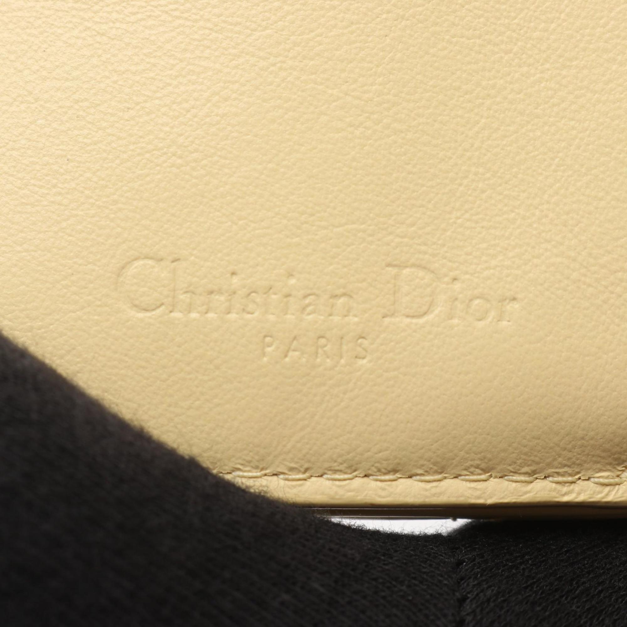 Christian Dior Dior LADY DIOR LOTUS Wallet Cannage Trifold Wallet, Patent Leather, Women's, Yellow, S0181OVRB