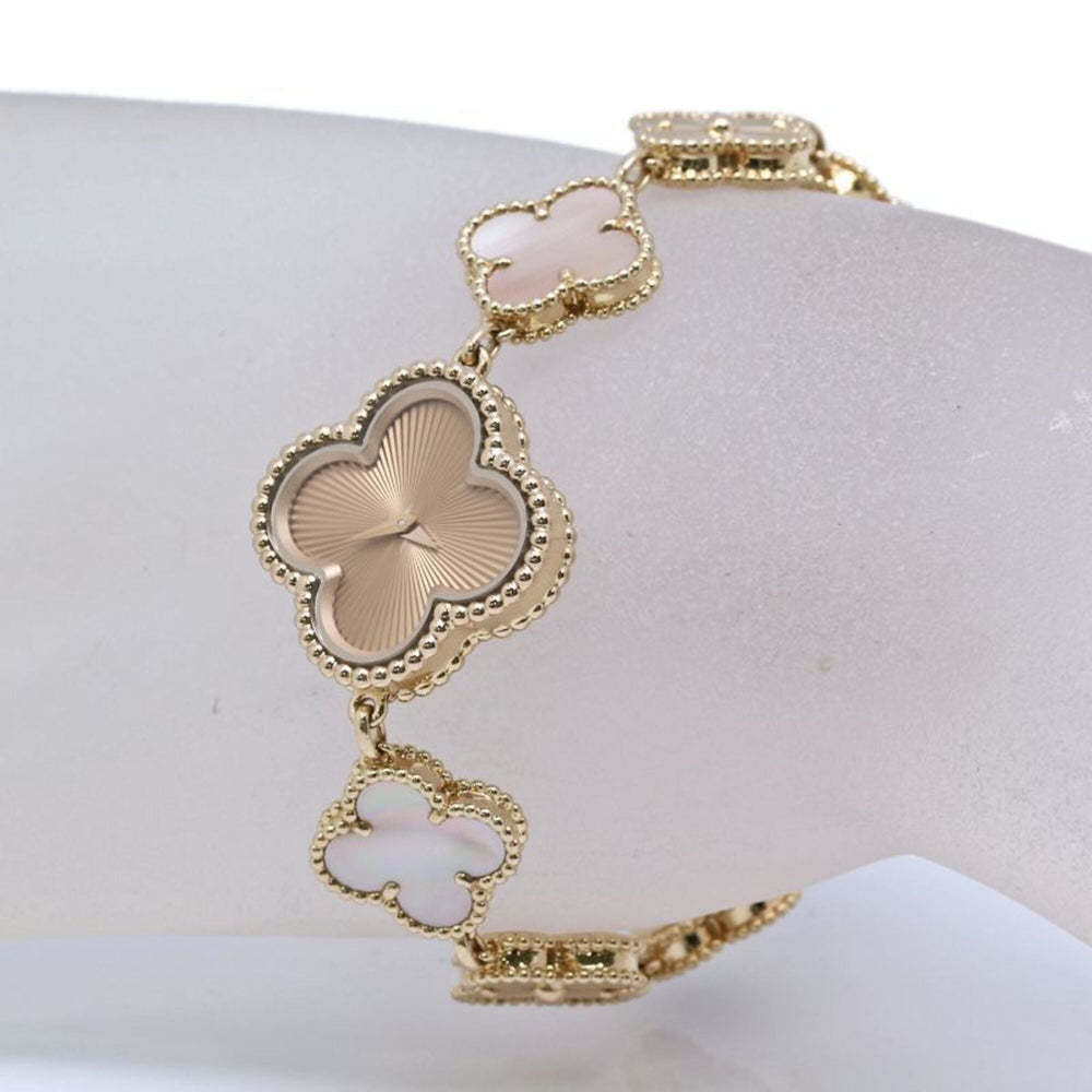 Van Cleef & Arpels Sweet Alhambra Guilloche VCARO90100 2386240 Women's Watch 18K Rose Gold 40437 — Very Good