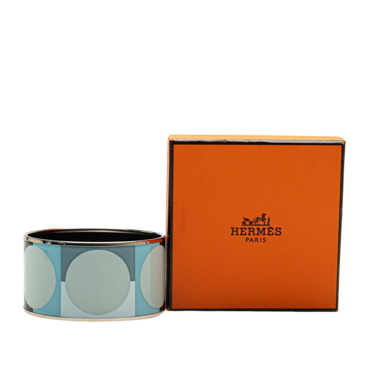 Hermes TGM Enamel Cloisonne Bangle in Silver and Multicolor Metal for Women