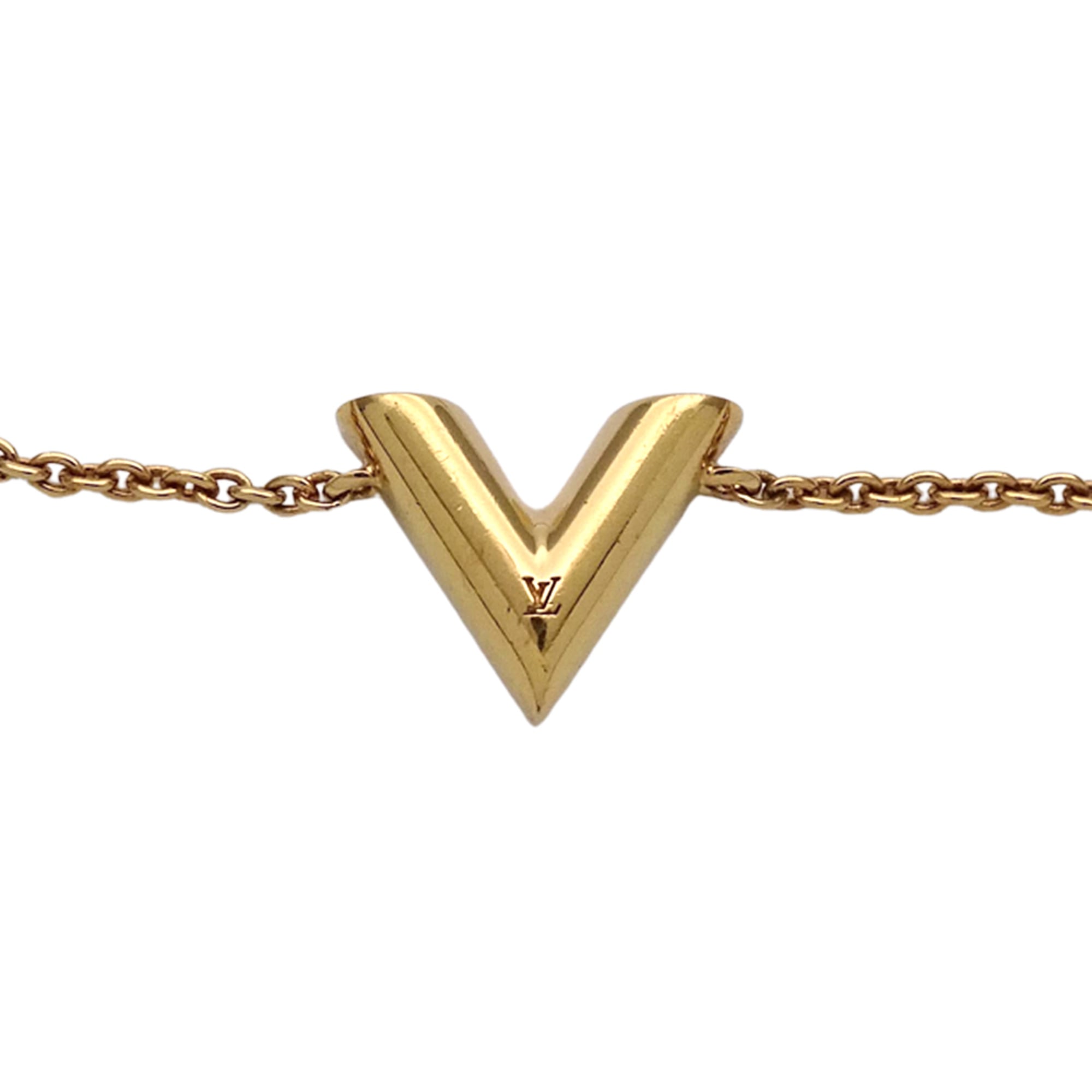 Louis Vuitton Essential V Bracelet, Women's, Gold, M61084, with Logo