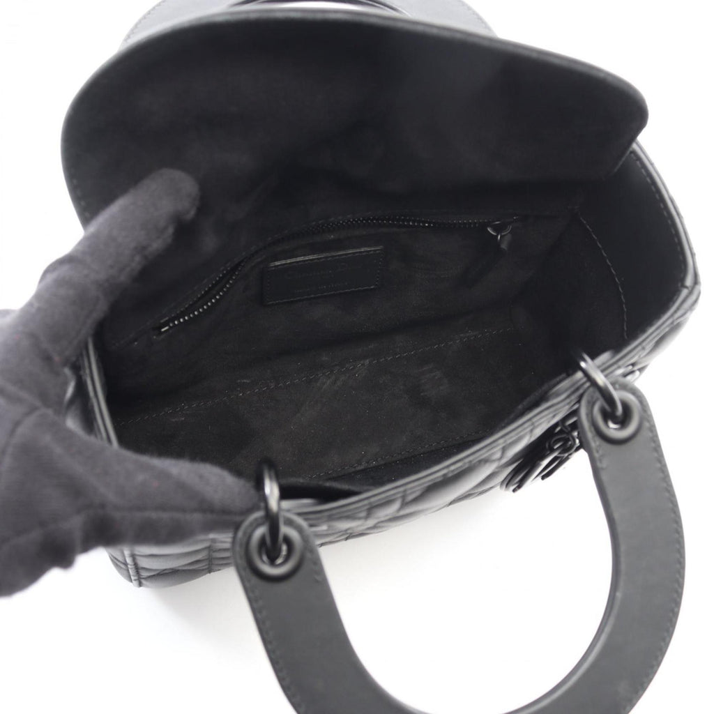 Christian Dior Dior LADY DIOR MY ABCDIOR Lady Small Cannage Handbag, Leather, Women's, Black