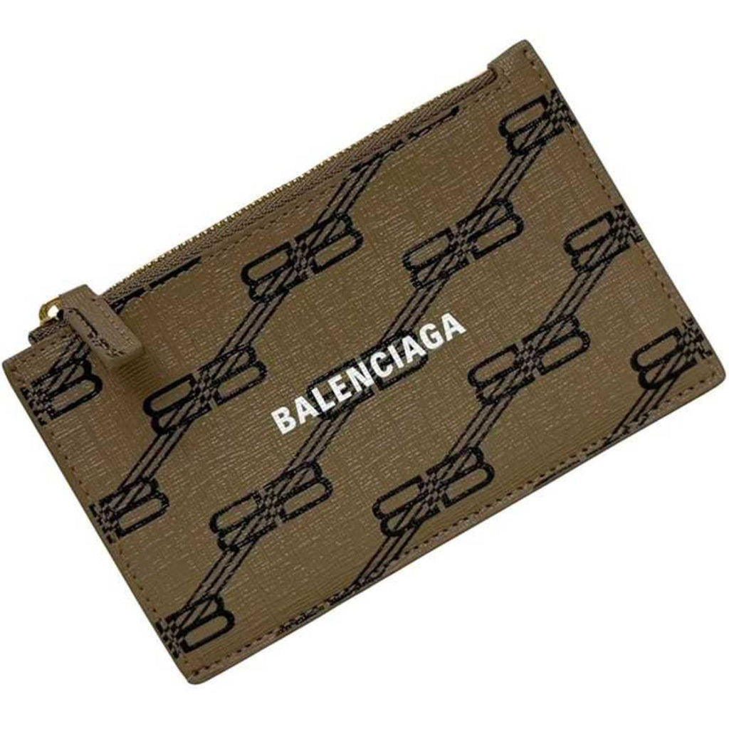 Balenciaga Coin Case ec-24879 Beige BB Monogram 640535 Purse Card Holder PVC Leather 2762 0 568148 BALENCIAGA Wallet Men's Women's