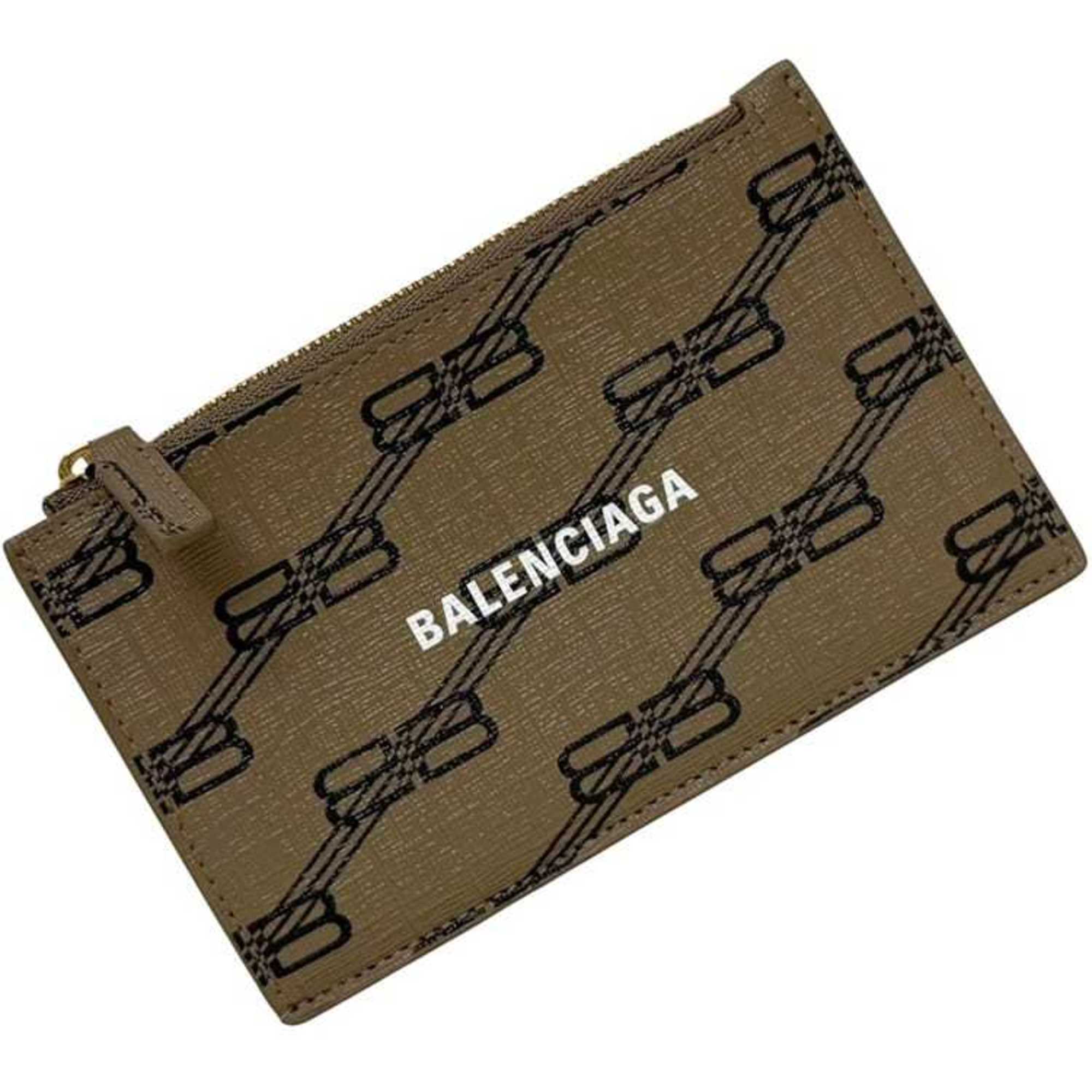 Balenciaga Coin Case ec-24879 Beige BB Monogram 640535 Purse Card Holder PVC Leather 2762 0 568148 BALENCIAGA Wallet Men's Women's