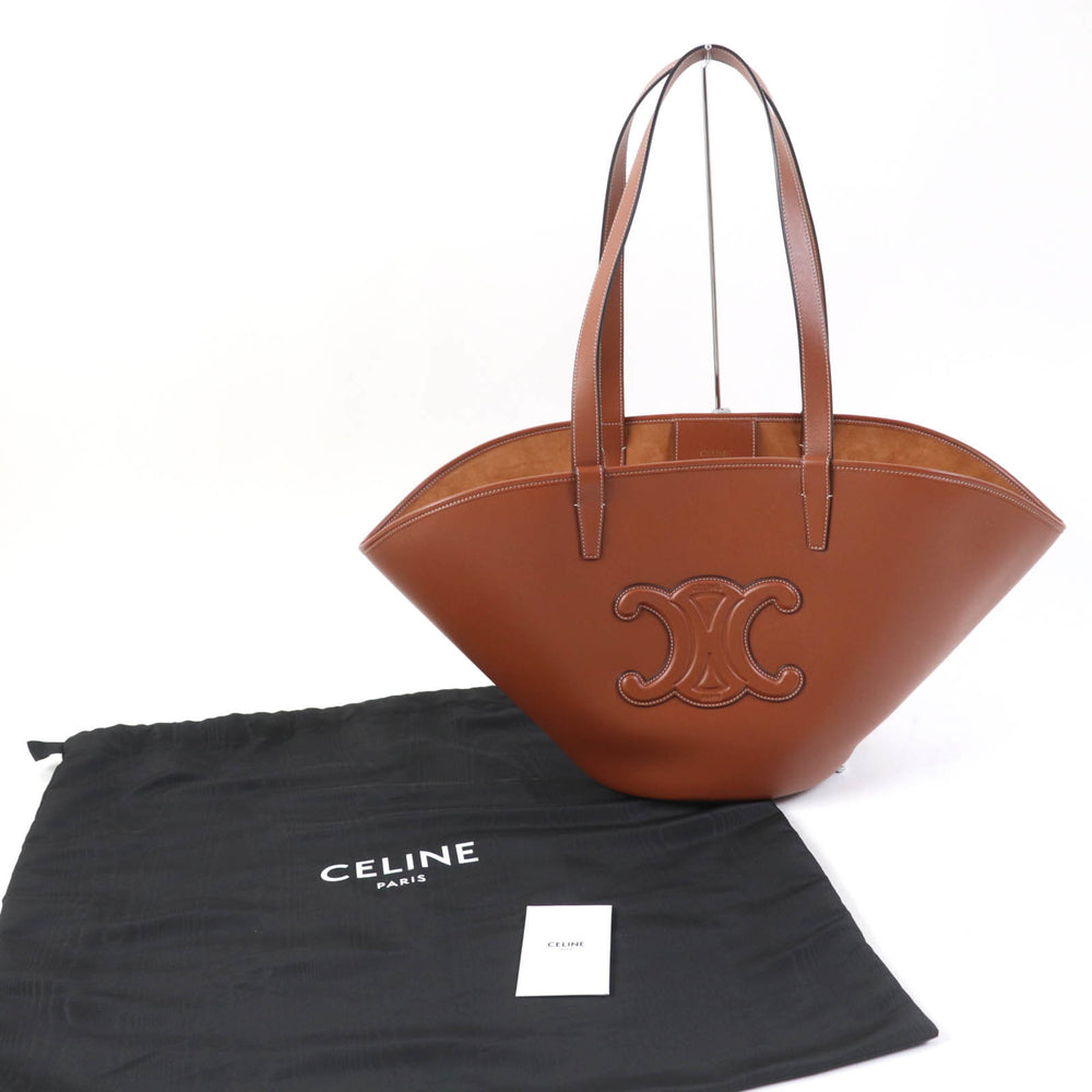 CELINE Cuir Triomphe Coufun Medium Tote Bag in Tan Smooth Calfskin (196953DU3.04LU) with Dust Bag, Made Italy, Women's — Like New