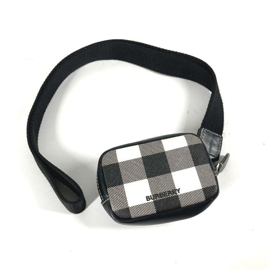 BURBERRY Coin Purse Wallet Checked Pouch with Strap Wallet/Coin Case Leather Women's Black