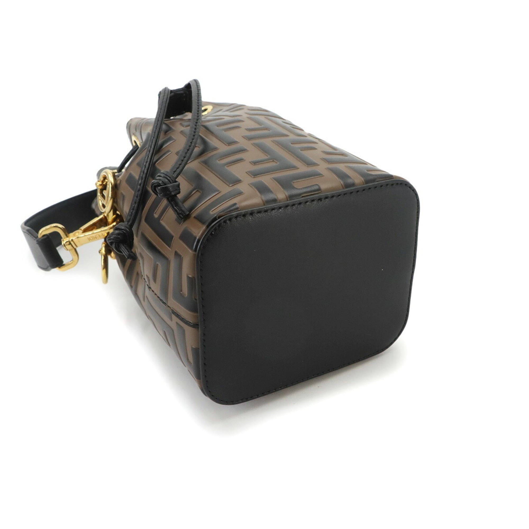 Fendi Zucca Mon Tresor 2-way Hand/Shoulder Handbag, Leather, Brown/Black, 8BS010, Gold Hardware — Like New