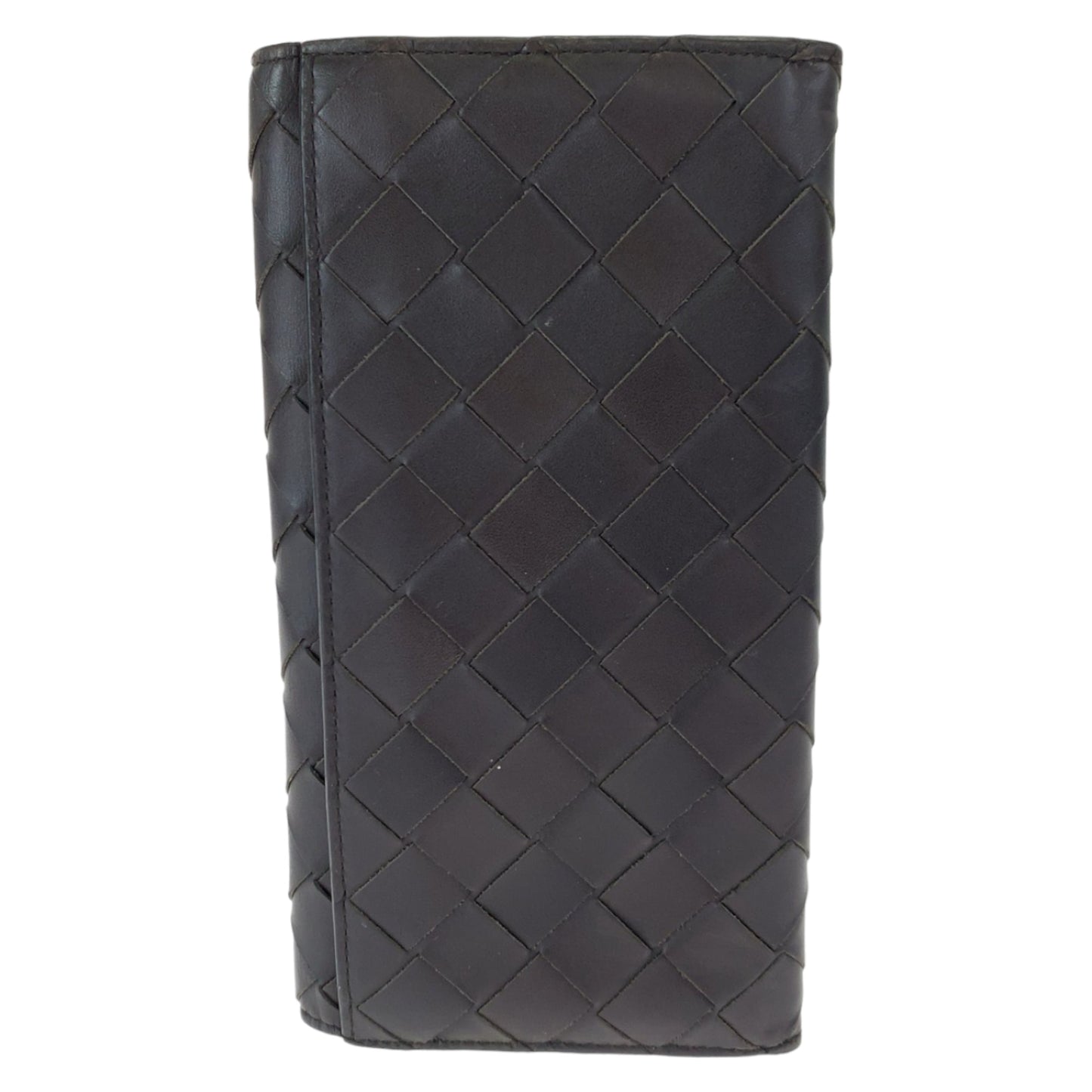 BOTTEGA VENETA Maxi Intrecciato Brown Calfskin Long Wallet PO2255077B Men's